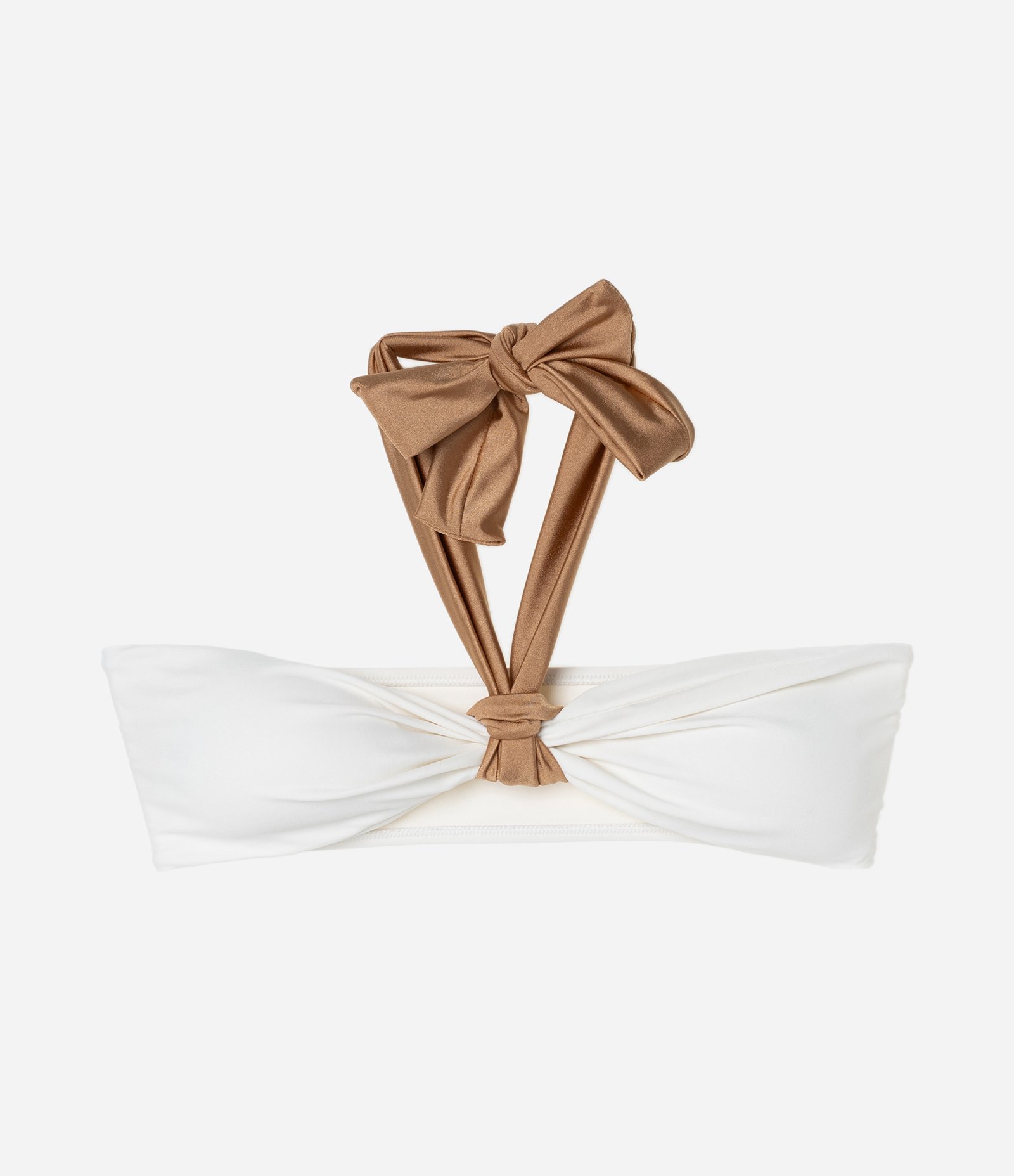 Biquini Top Bandeau em Microfibra com Amarração Metalizada Branco 5