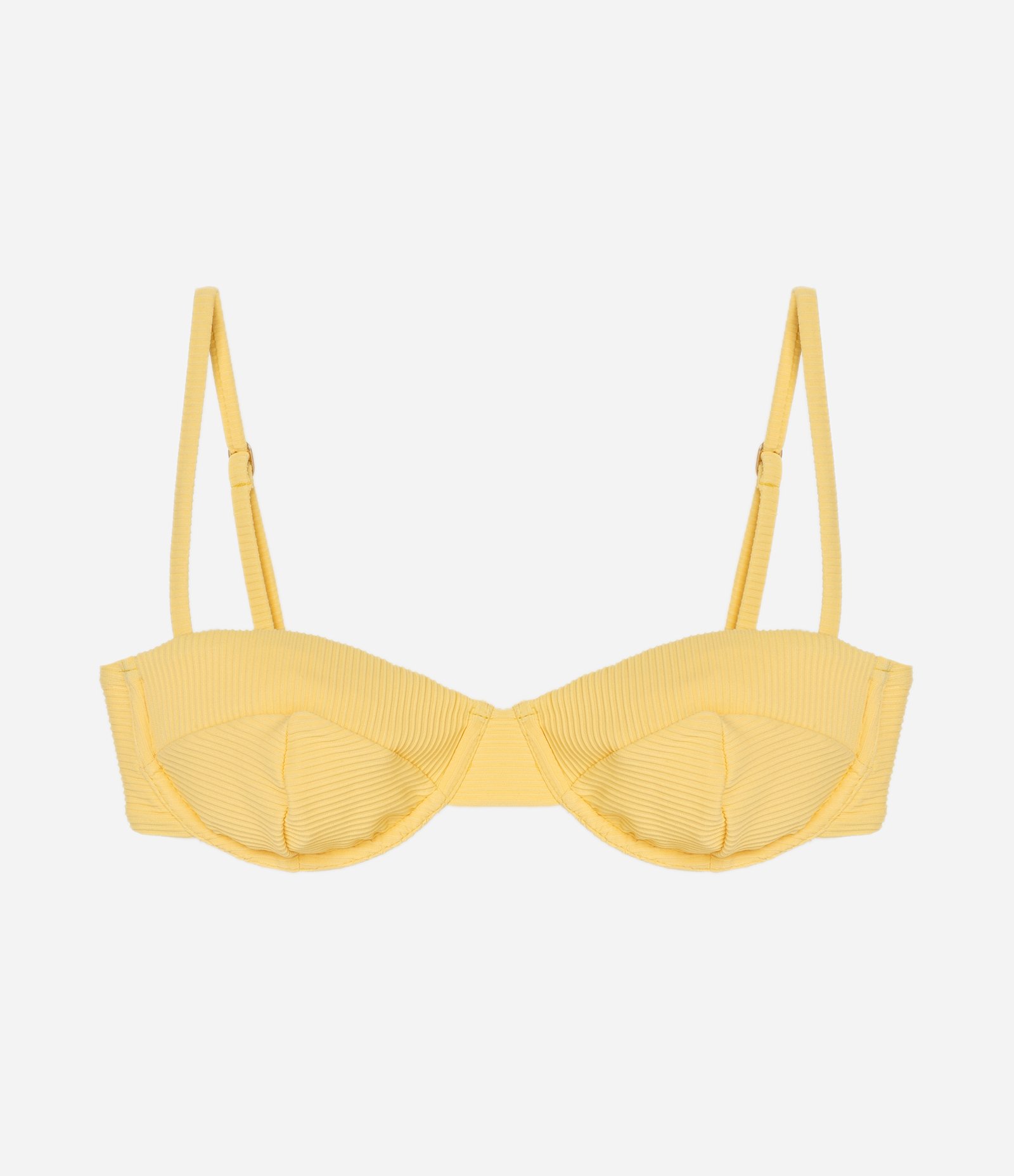 Biquíni Top Meia Taça em Microfibra Texturizada com Alças Ajustáveis Amarelo 5