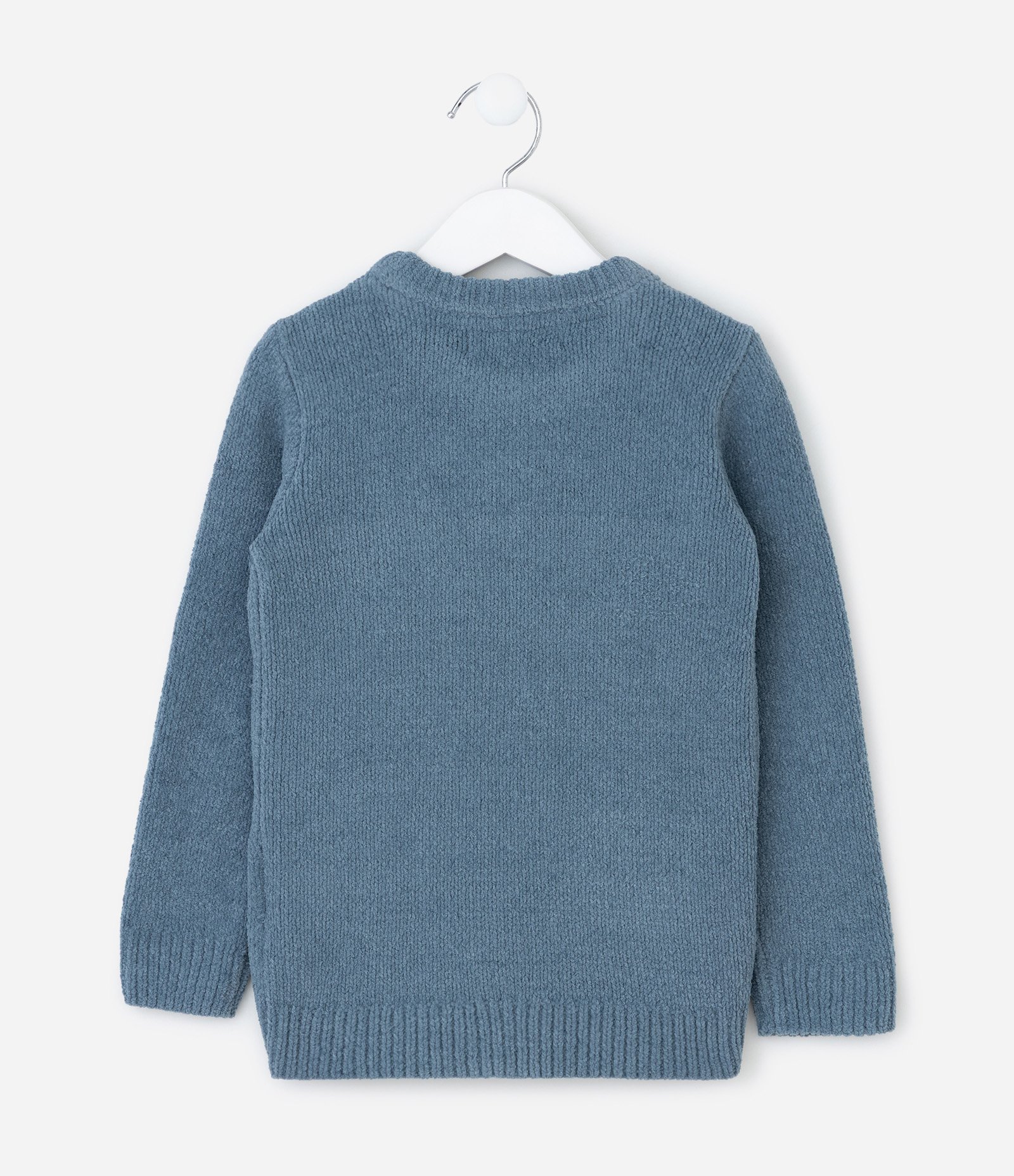 Suéter Infantil em Chenille com Patches de Ursinho – Tam 1 a 5/6 Anos Azul 3