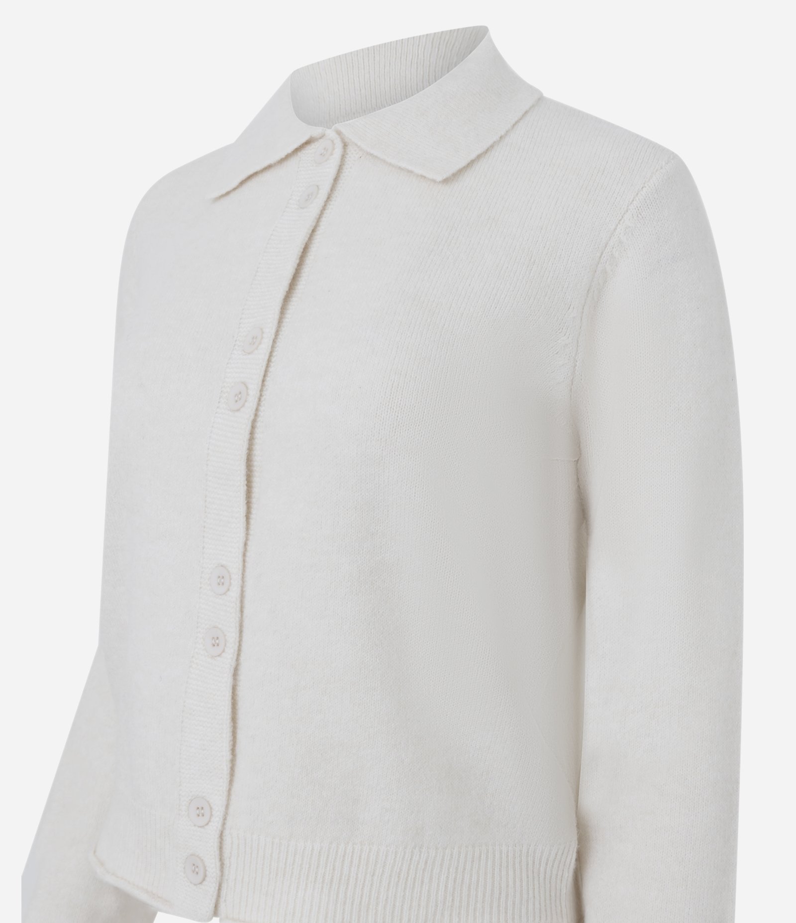 Cardigan em Tricô com Botões e Gola Polo Off White 2