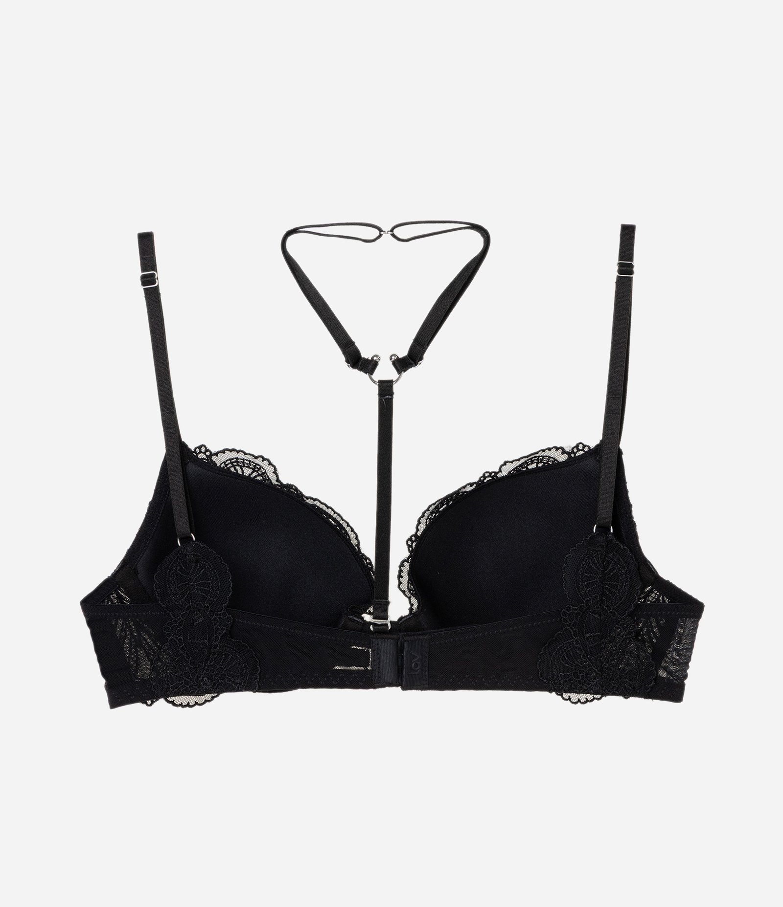 Sutiã Base com Bojo e Tule com Textura Floral Preto 6