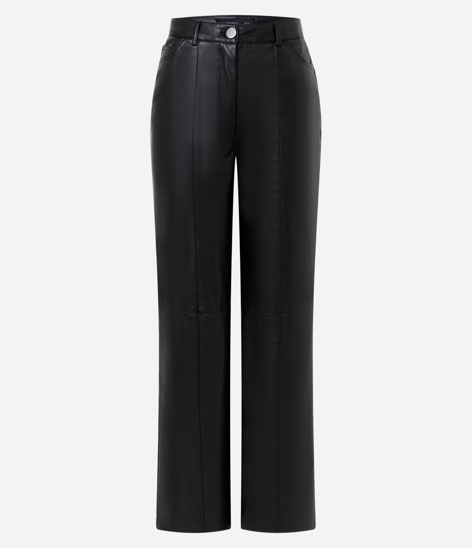 Calça Reta em PU com Fenda e Bolsos Preto 6