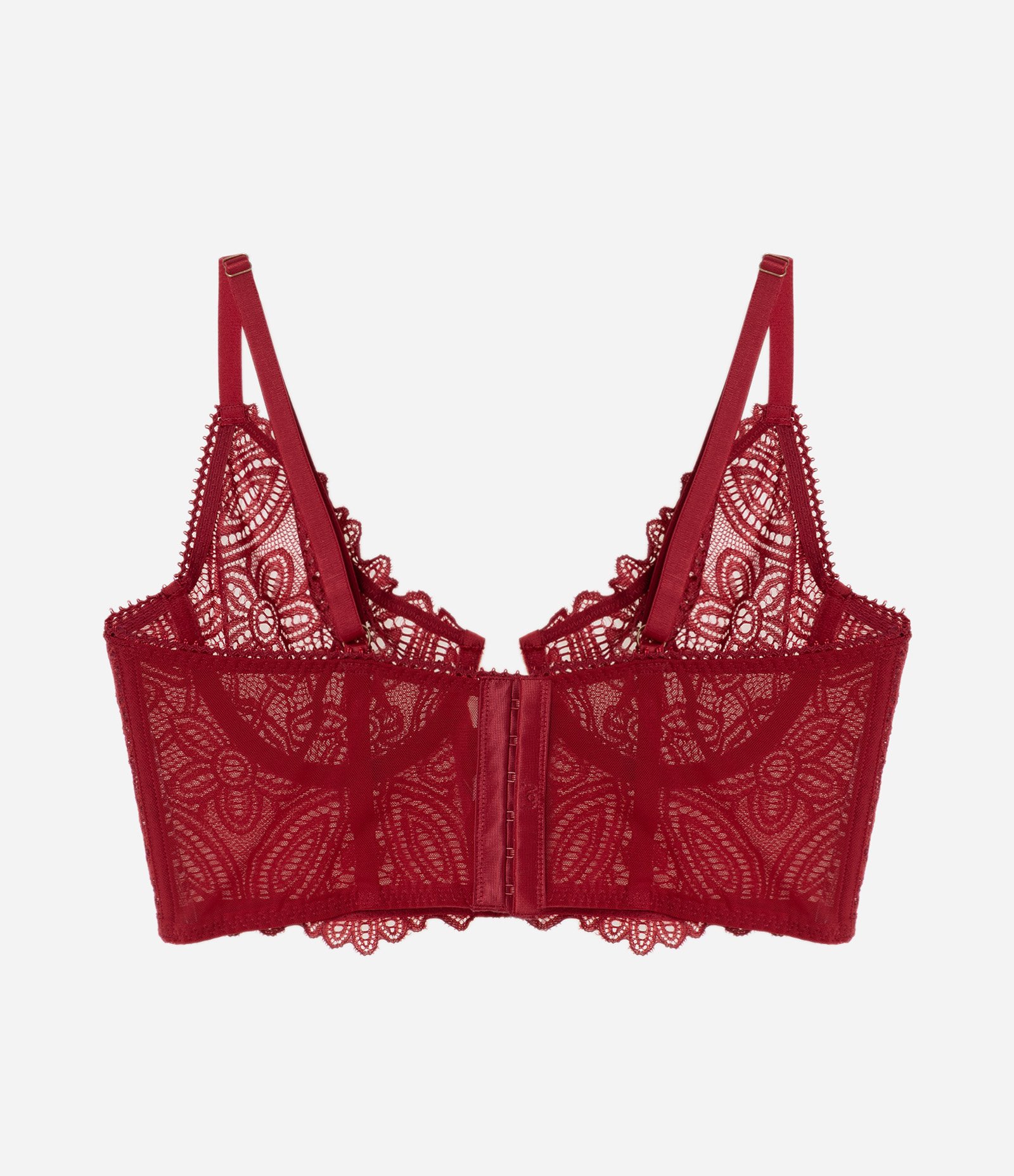Sutiã Alongado em Renda Floral Sem Bojo Vermelho 2