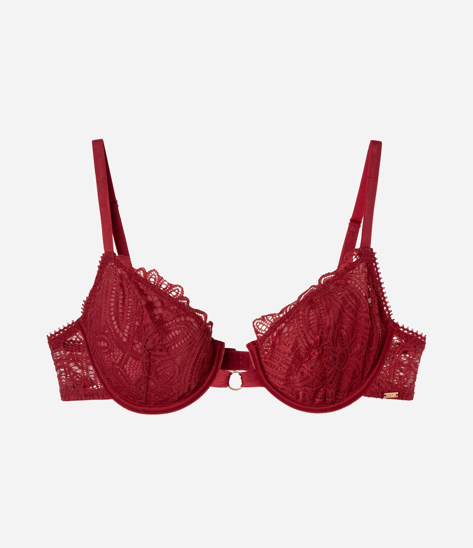 Sutiã Meia Taça em Renda Floral com Bojo sem Aro Vermelho 5