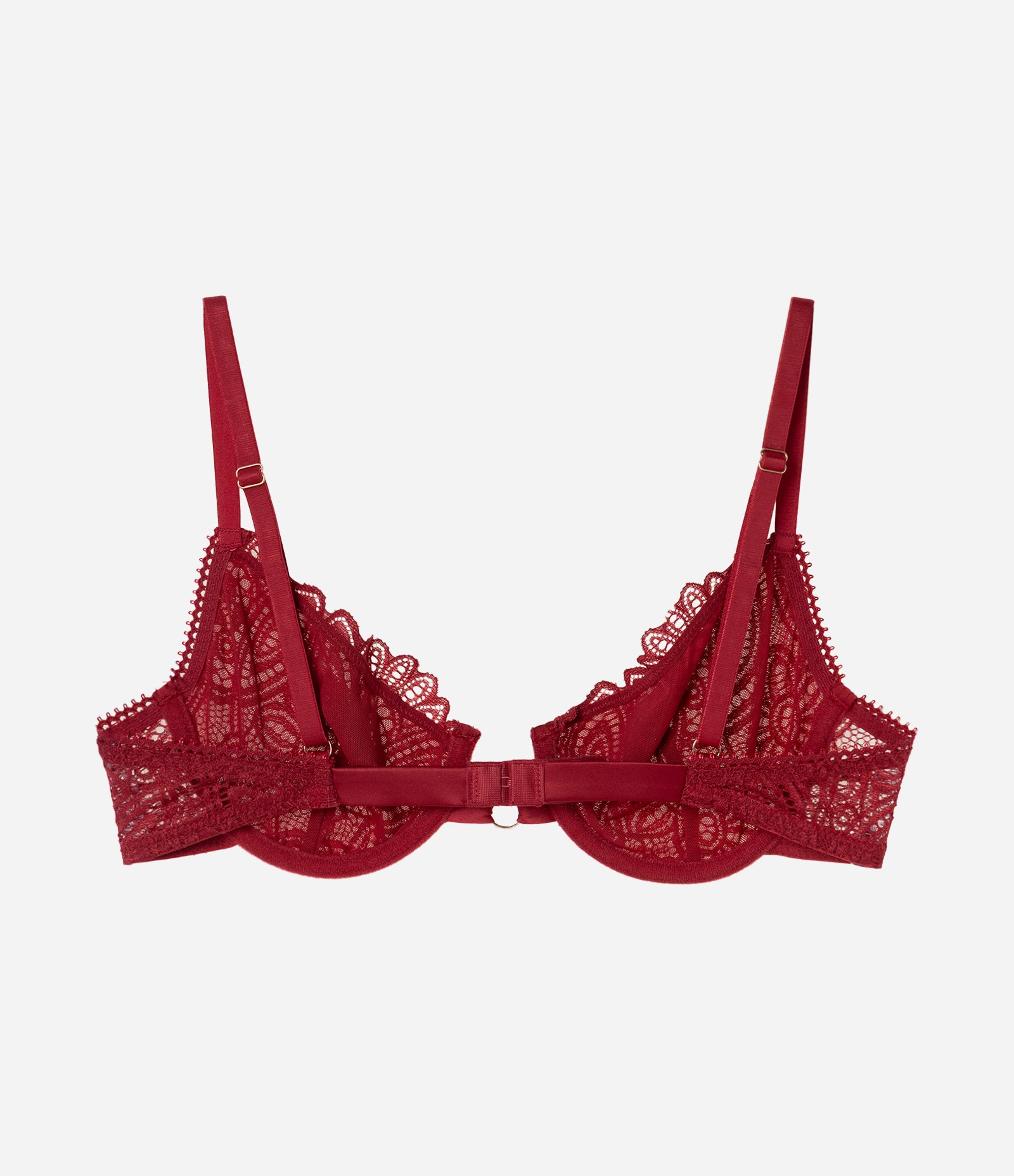 Sutiã Meia Taça em Renda Floral com Bojo sem Aro Vermelho 6