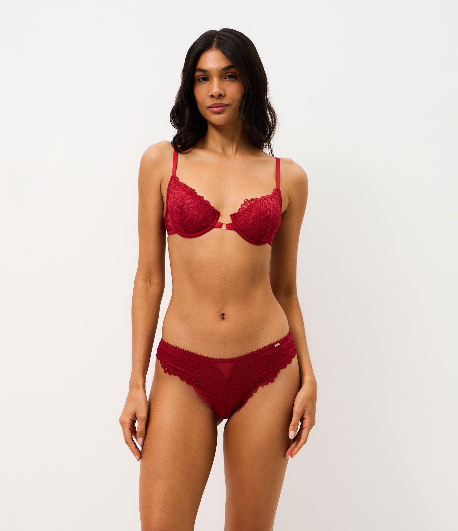 Sutiã Meia Taça em Renda Floral com Bojo sem Aro Vermelho 2