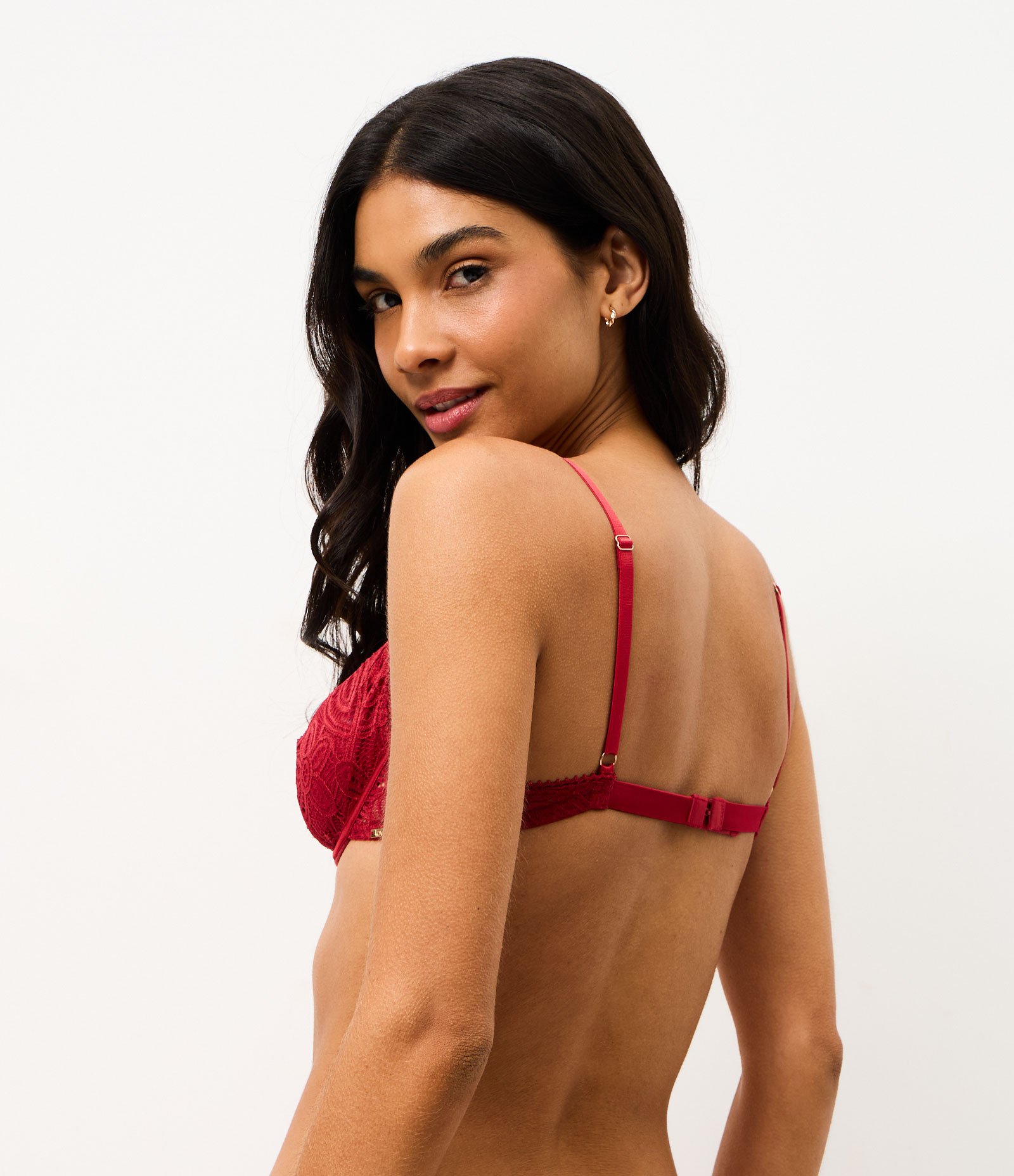 Sutiã Meia Taça em Renda Floral com Bojo sem Aro Vermelho 3