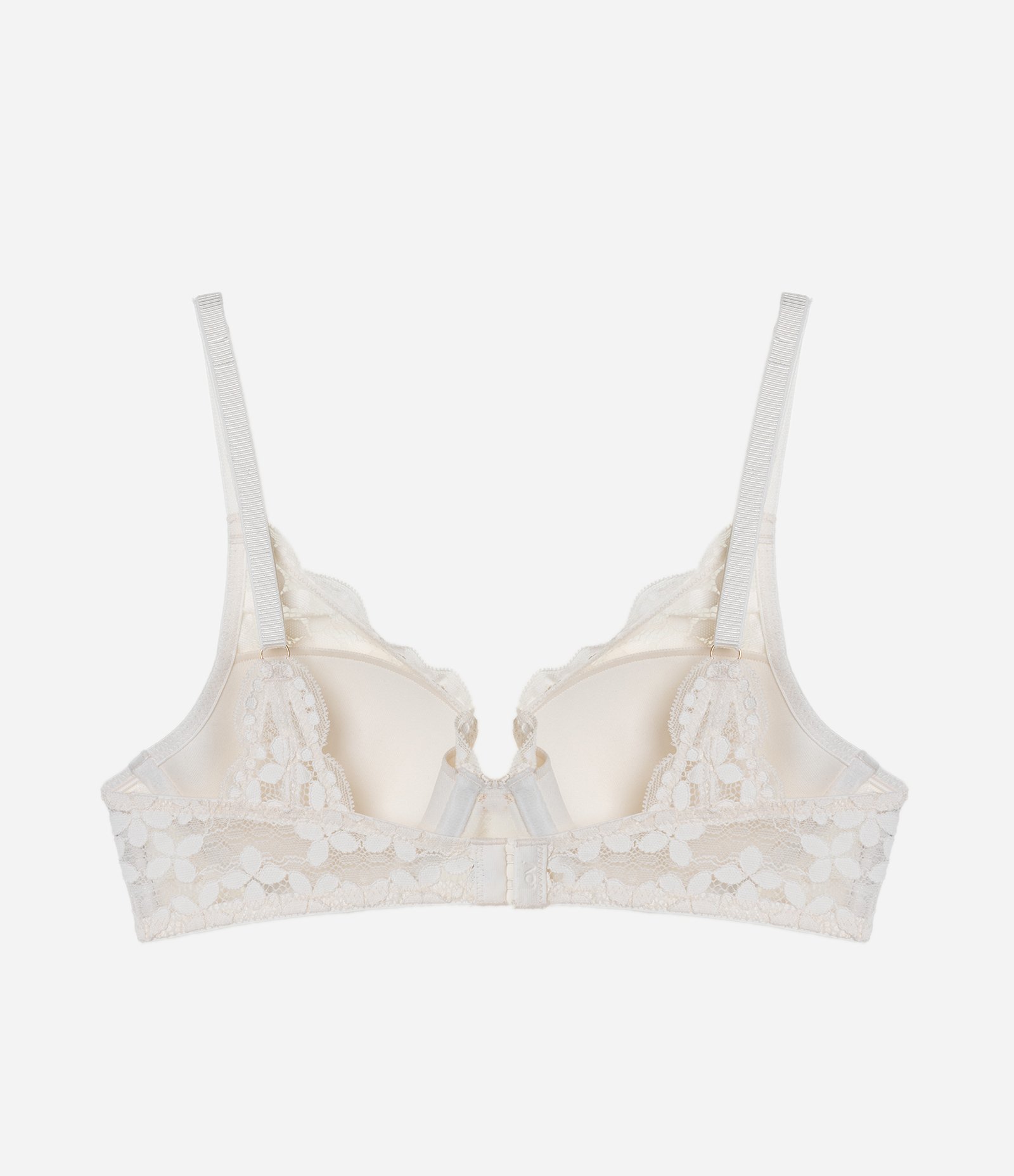 Sutiã Meia Taça com Bojo em Renda Floral Off White 2