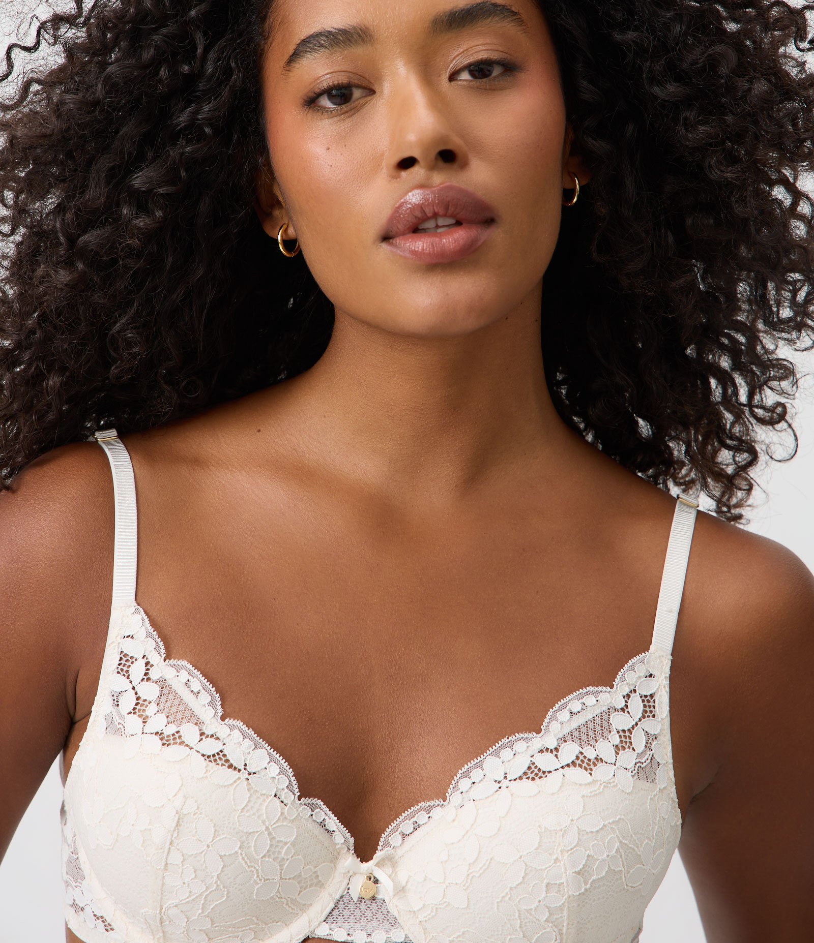 Sutiã Meia Taça com Bojo em Renda Floral Off White 3