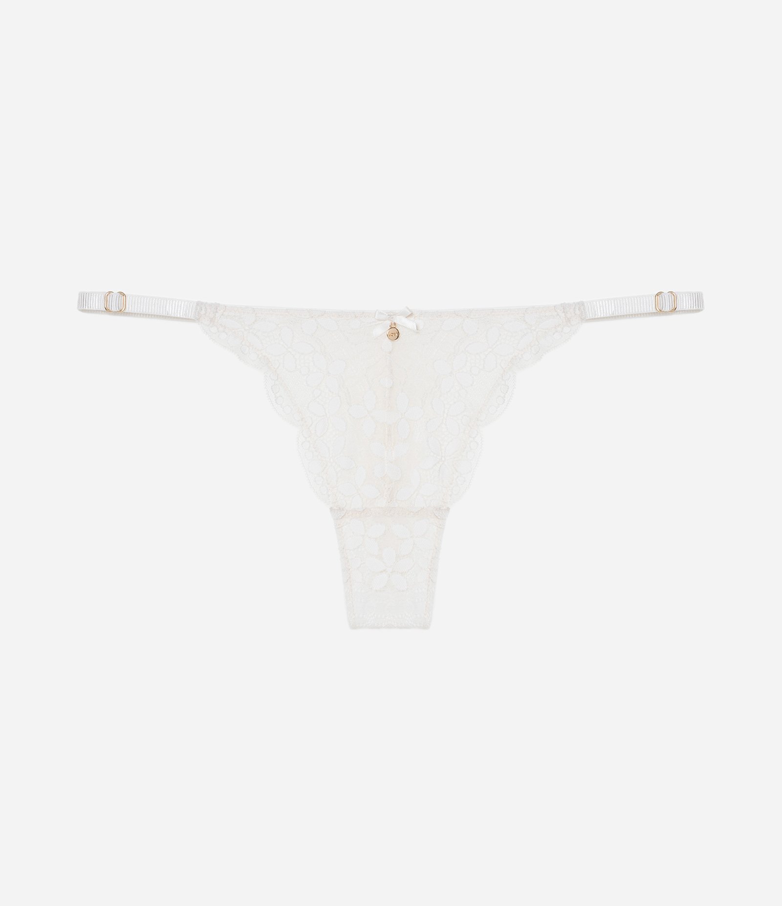 Calcinha String Fio em Renda Floral Branco 1