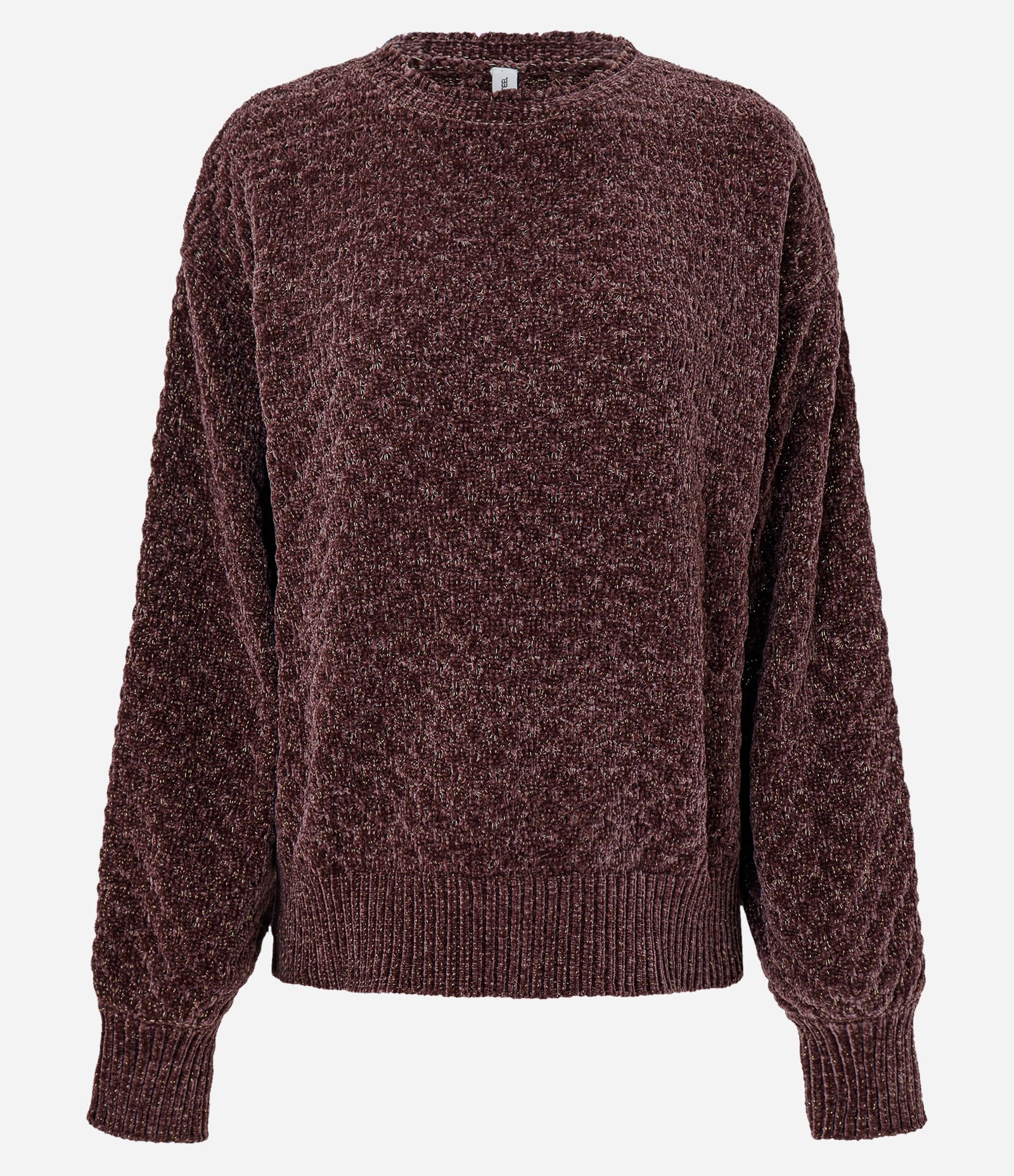 Blusão em Tricô com Detalhe na Gola e Punhos Vinho 1