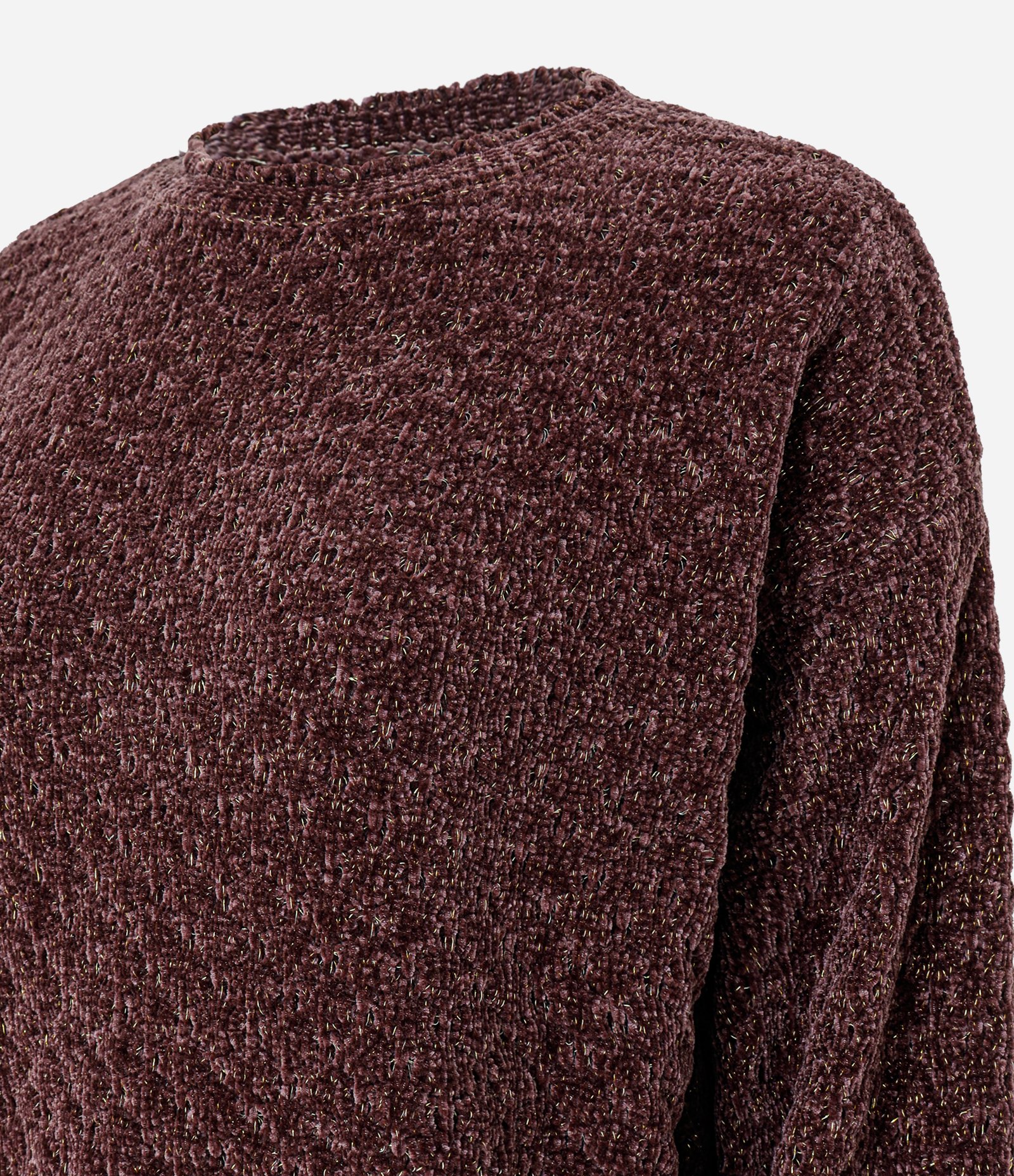 Blusão em Tricô com Detalhe na Gola e Punhos Vinho 2