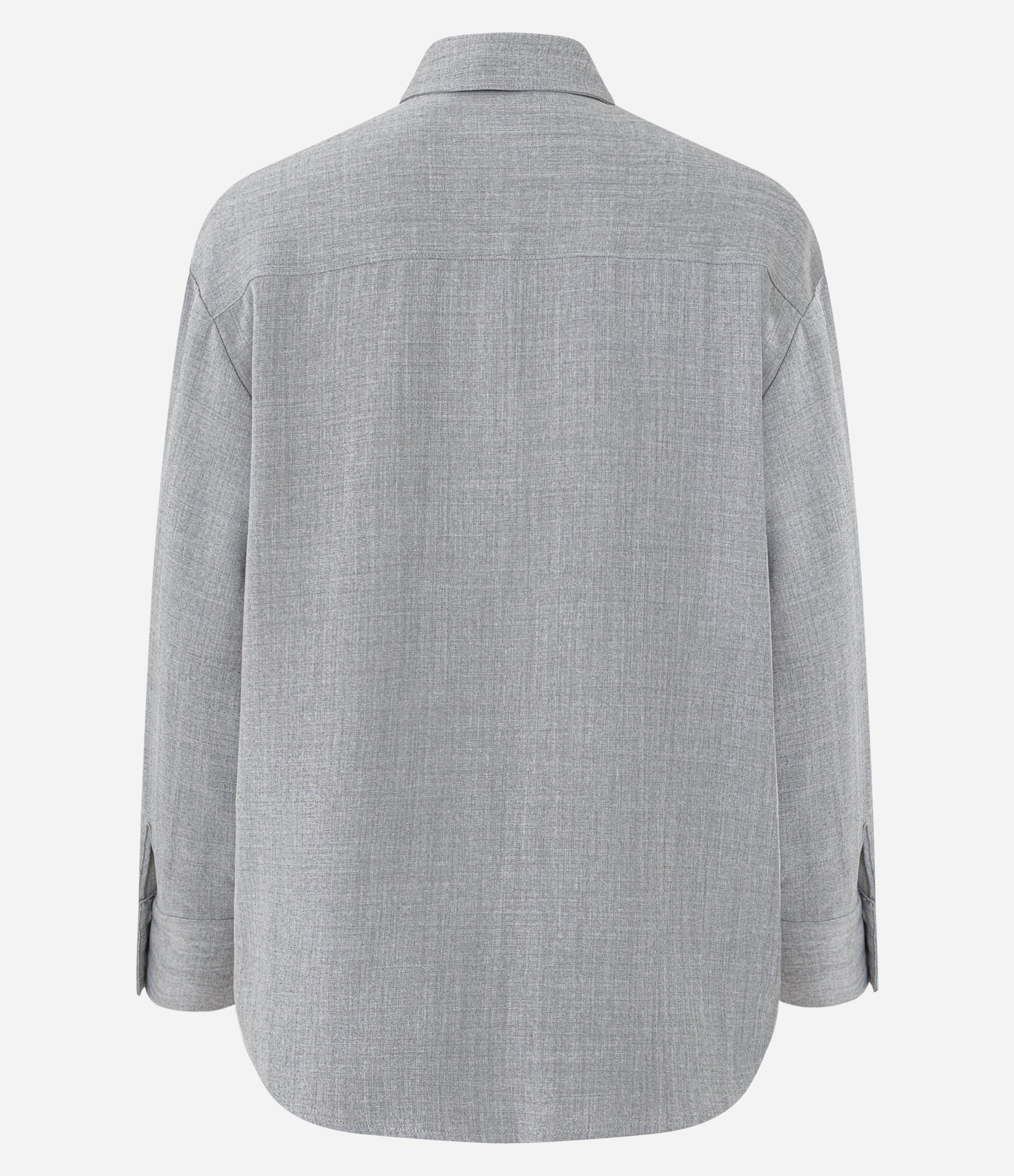 Camisa em Crepe com Manga Longa e Gravata Cinza 6
