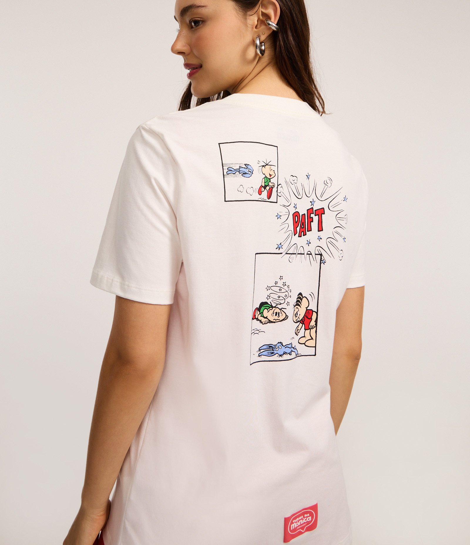 Camiseta em Algodão com Estampa Turma da Mônica Branco 3