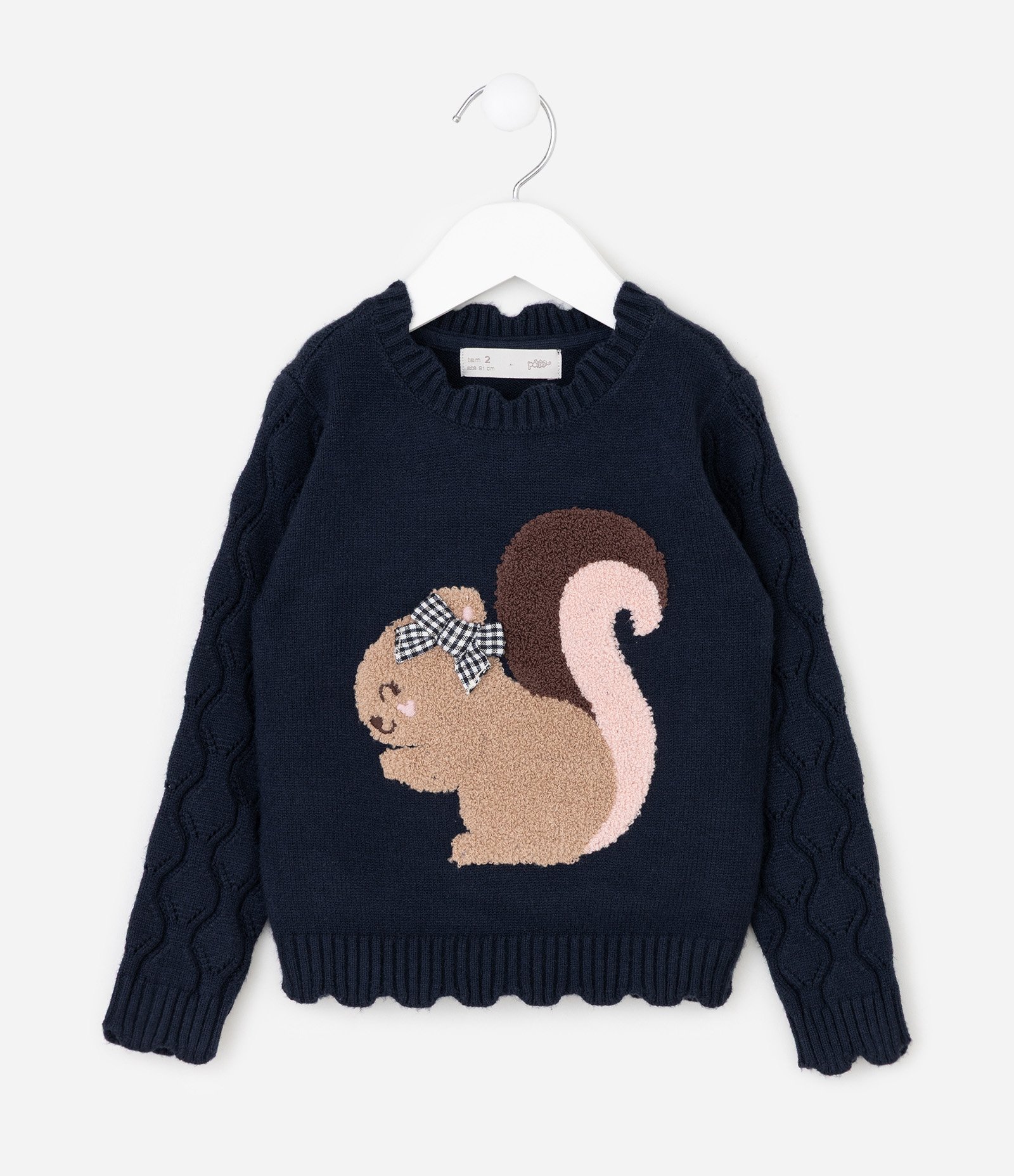 Suéter Jacquard Infantil Em Tricô Animais Fundo Marinho - Tam 1 A 6 Anos Azul 1