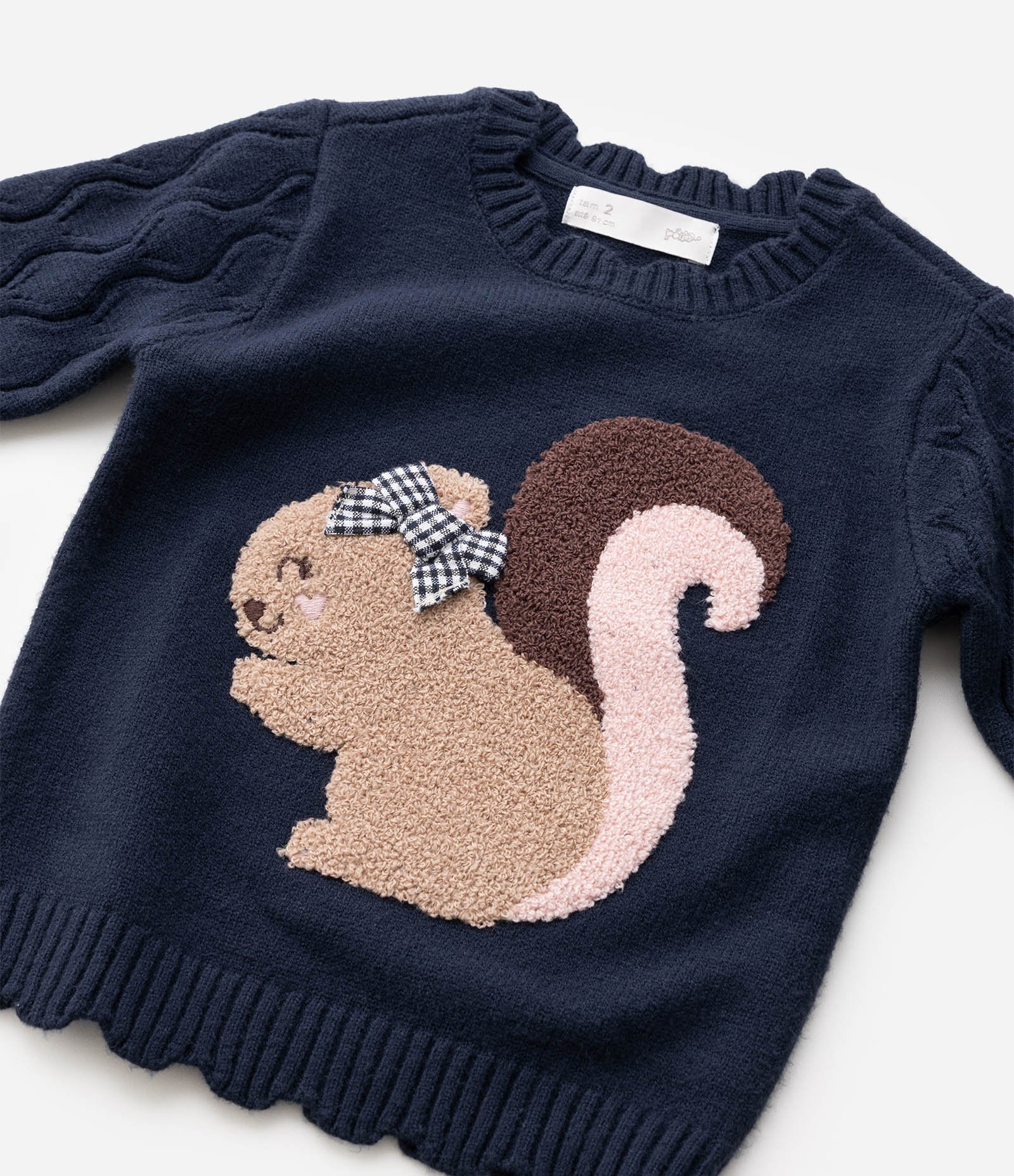 Suéter Jacquard Infantil Em Tricô Animais Fundo Marinho - Tam 1 A 6 Anos Azul 4