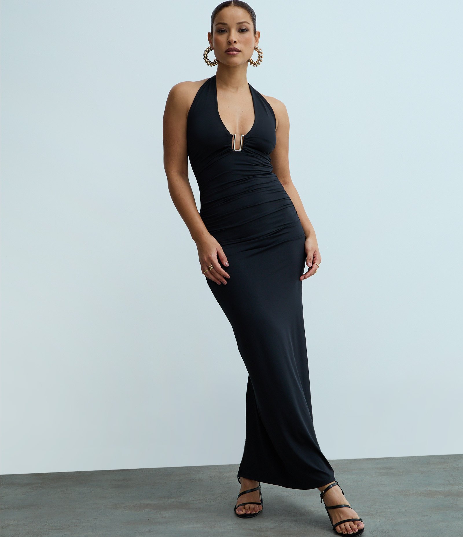 Vestido New Midi em Jersey com Aviamento no Busto Preto 2