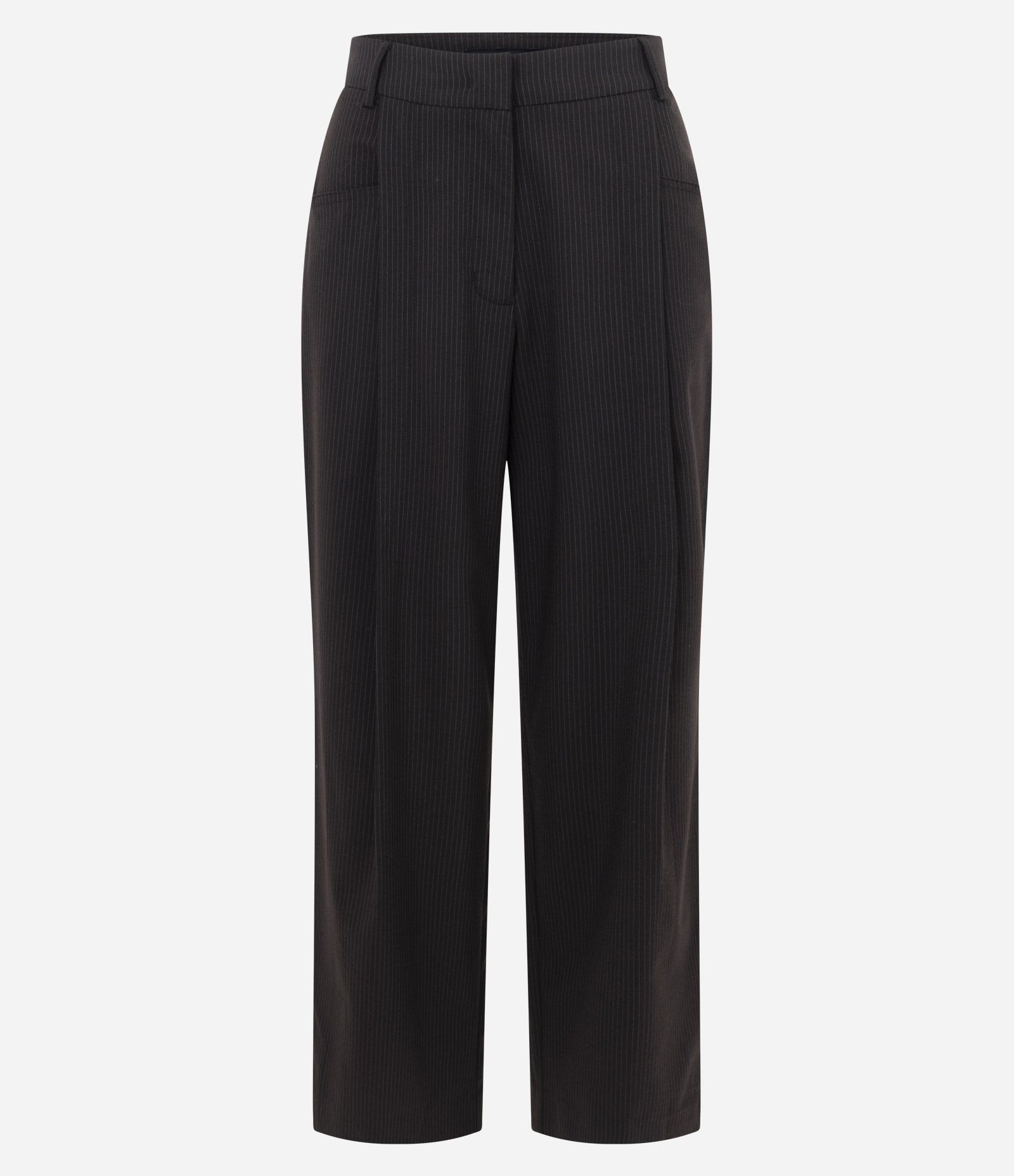 Calça Feminina Alfaiatada Risca de Giz Clássica Marrom 5