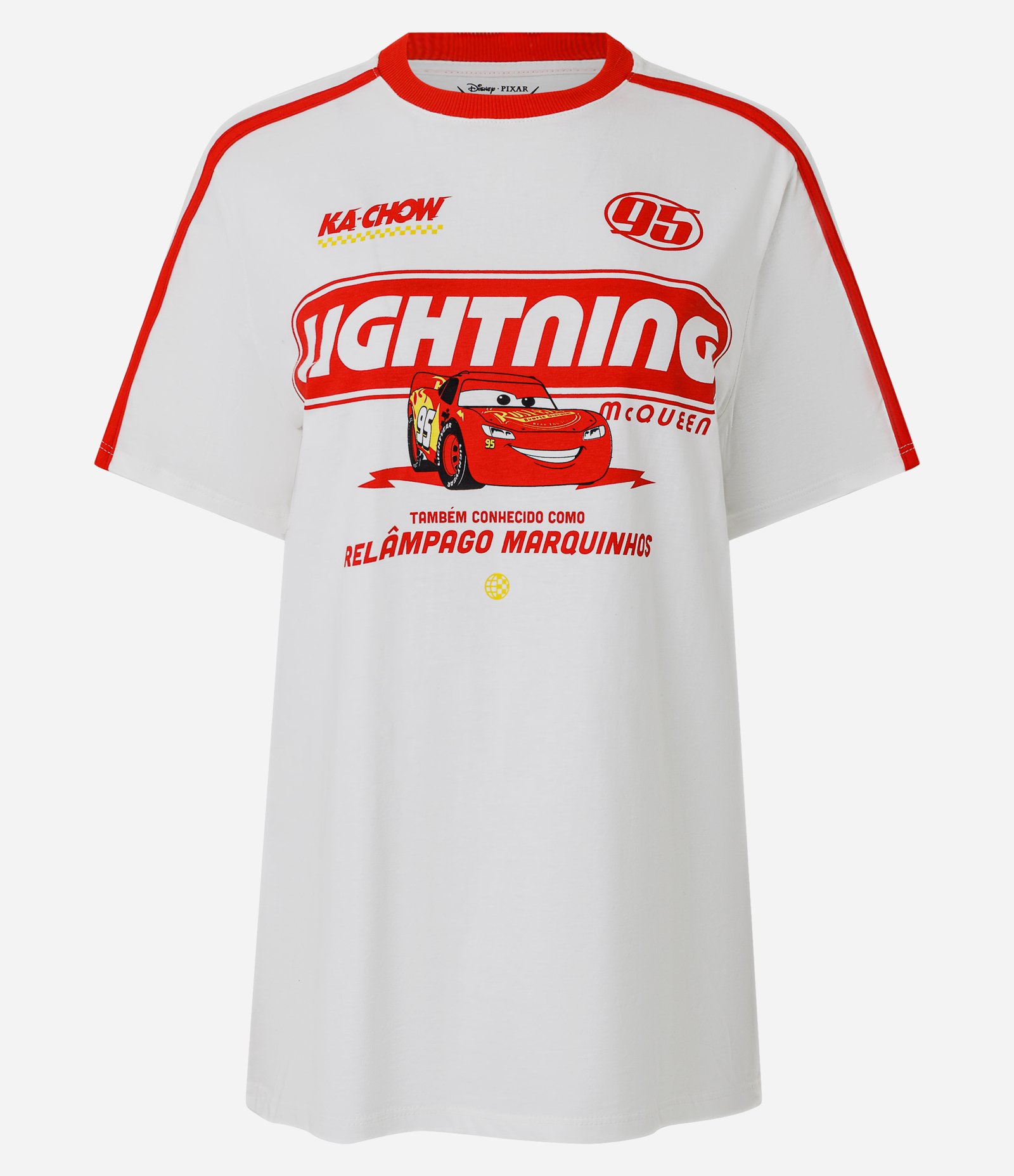 Camiseta em Algodão com Estampa Carros Relâmpago Marquinhos Branco 1