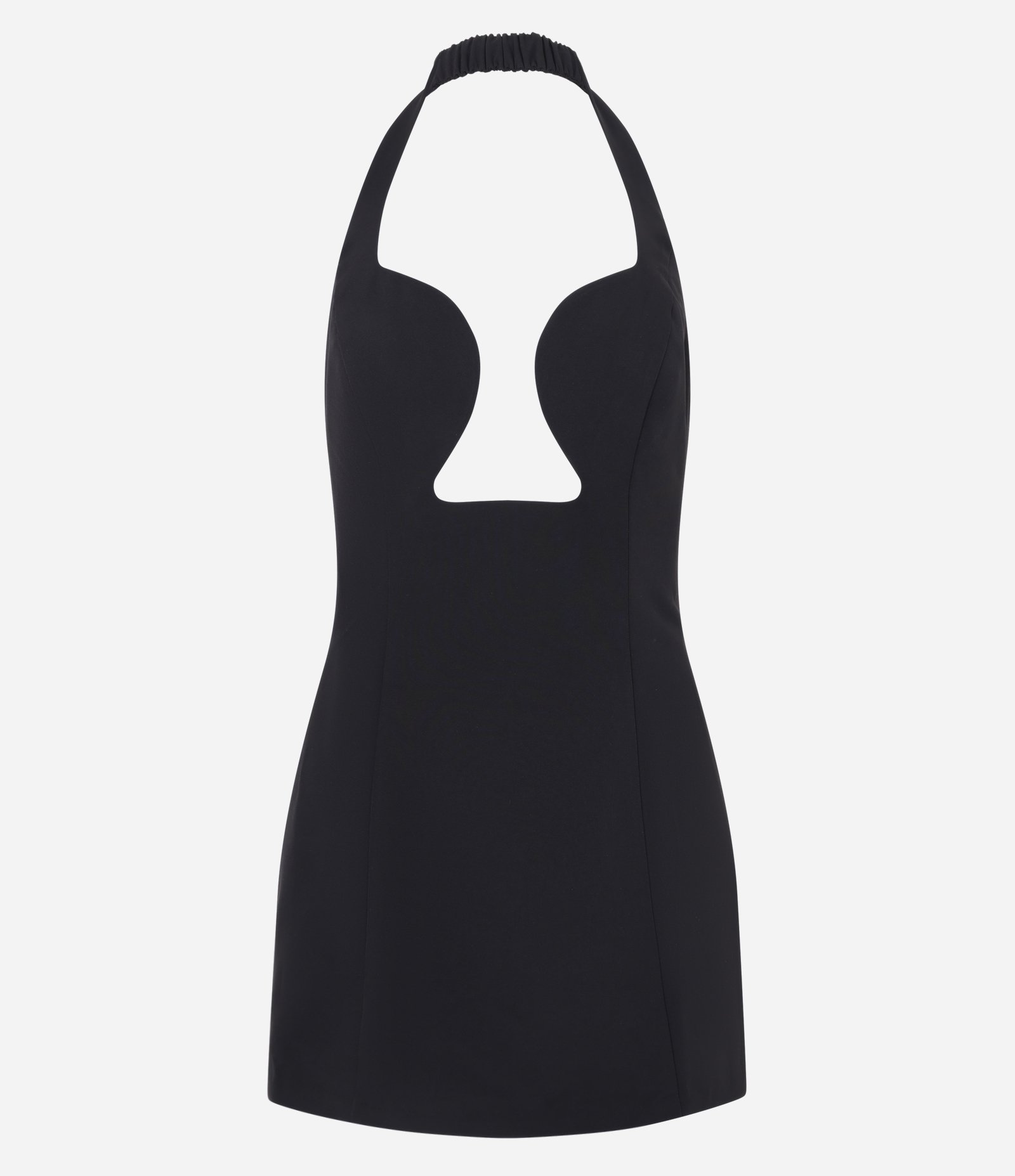 Vestido Curto em Alfaiataria com Decote Orgânico Preto 4