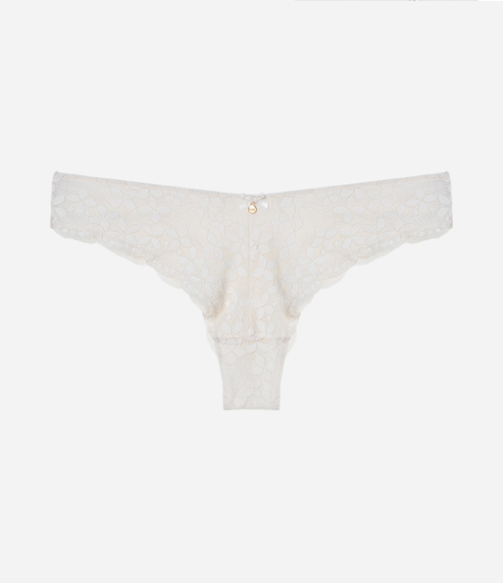 Calcinha Biquíni Fio em Renda Floral Off White 1