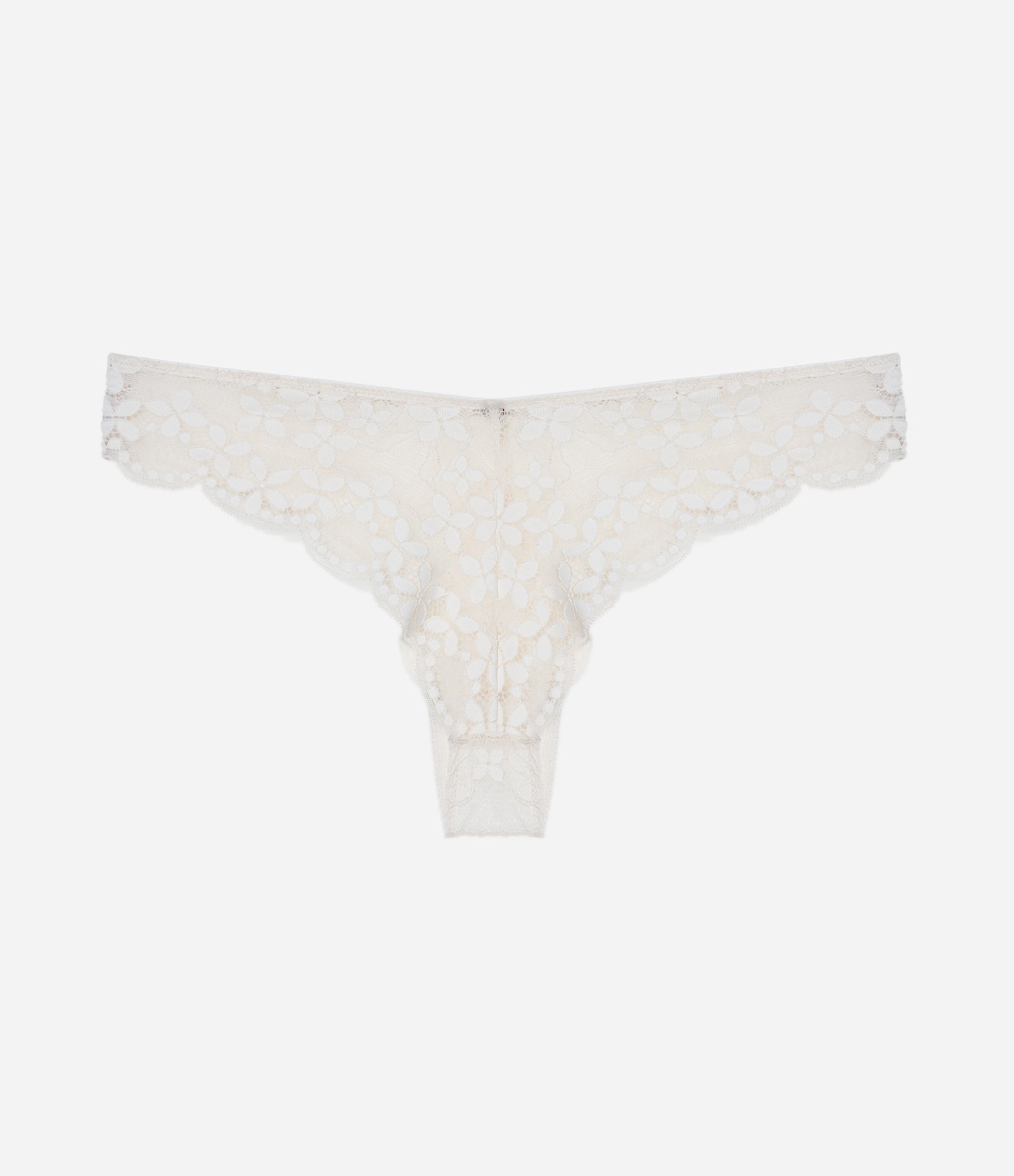Calcinha Biquíni Fio em Renda Floral Off White 2