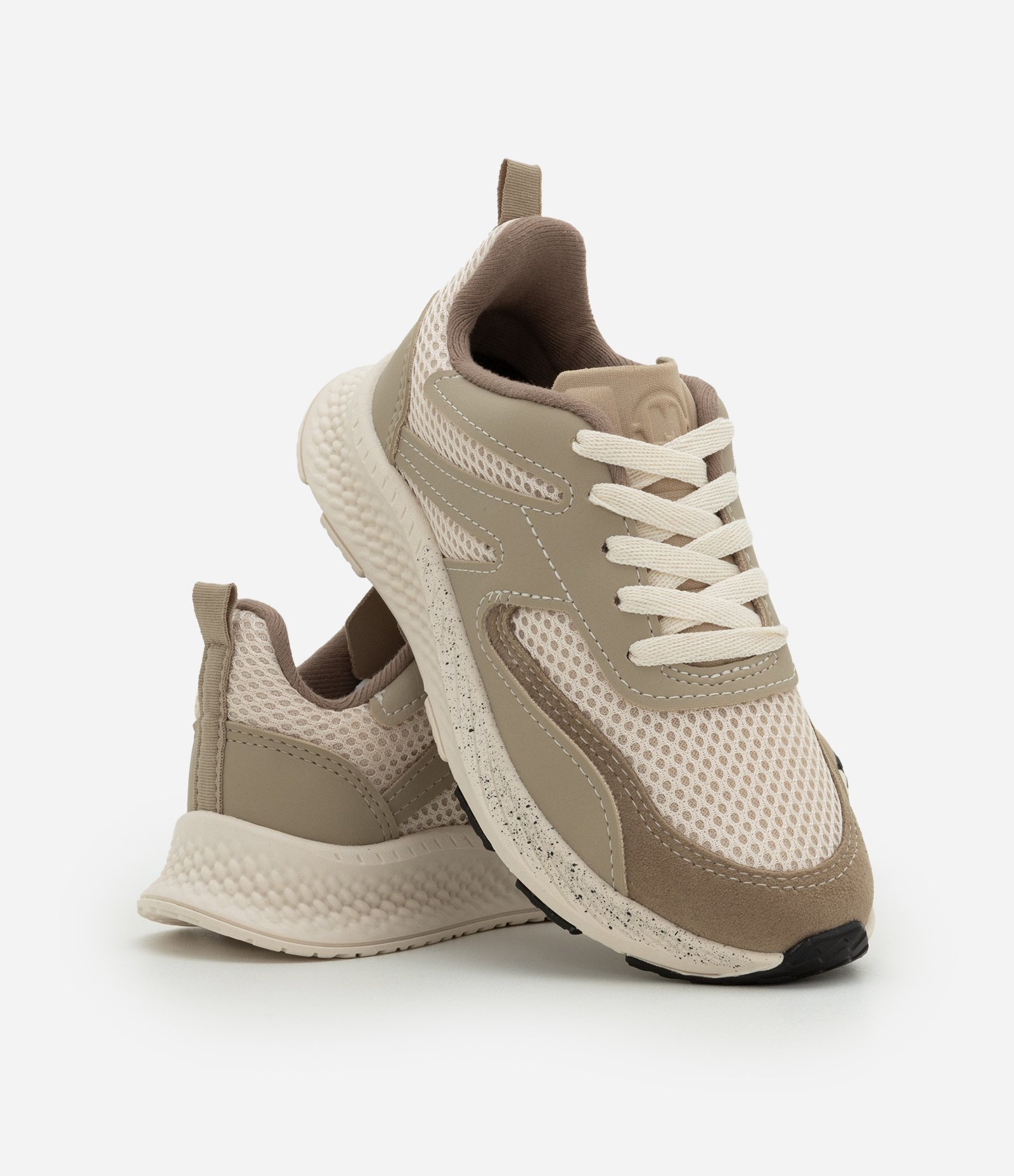 Tênis Infantil com Recortes Contrastantes e Texturizado - Tam 28 ao 34 Bege/Marrom 6