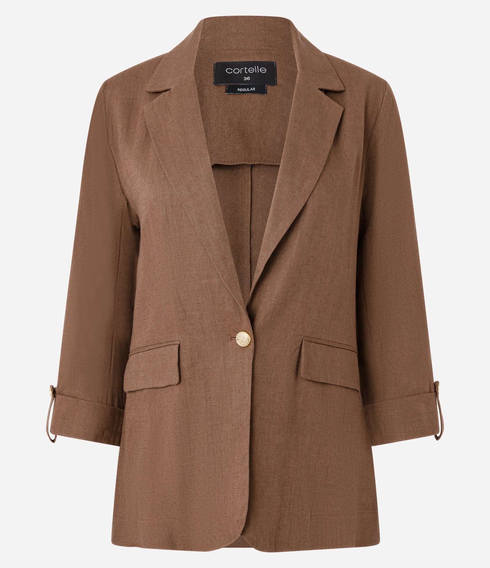 Blazer Alongado em Viscolinho com Botões Metalizados Marrom 5