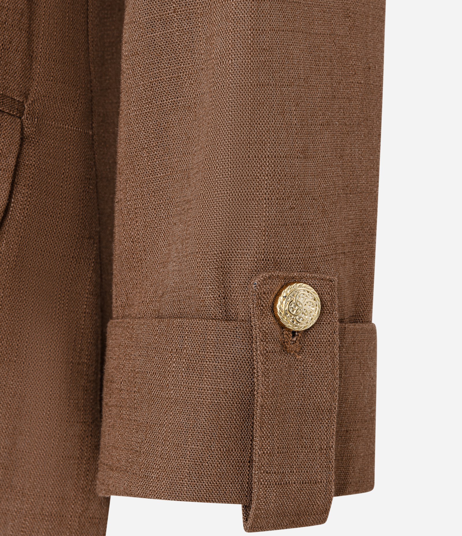 Blazer Alongado em Viscolinho com Botões Metalizados Marrom 6