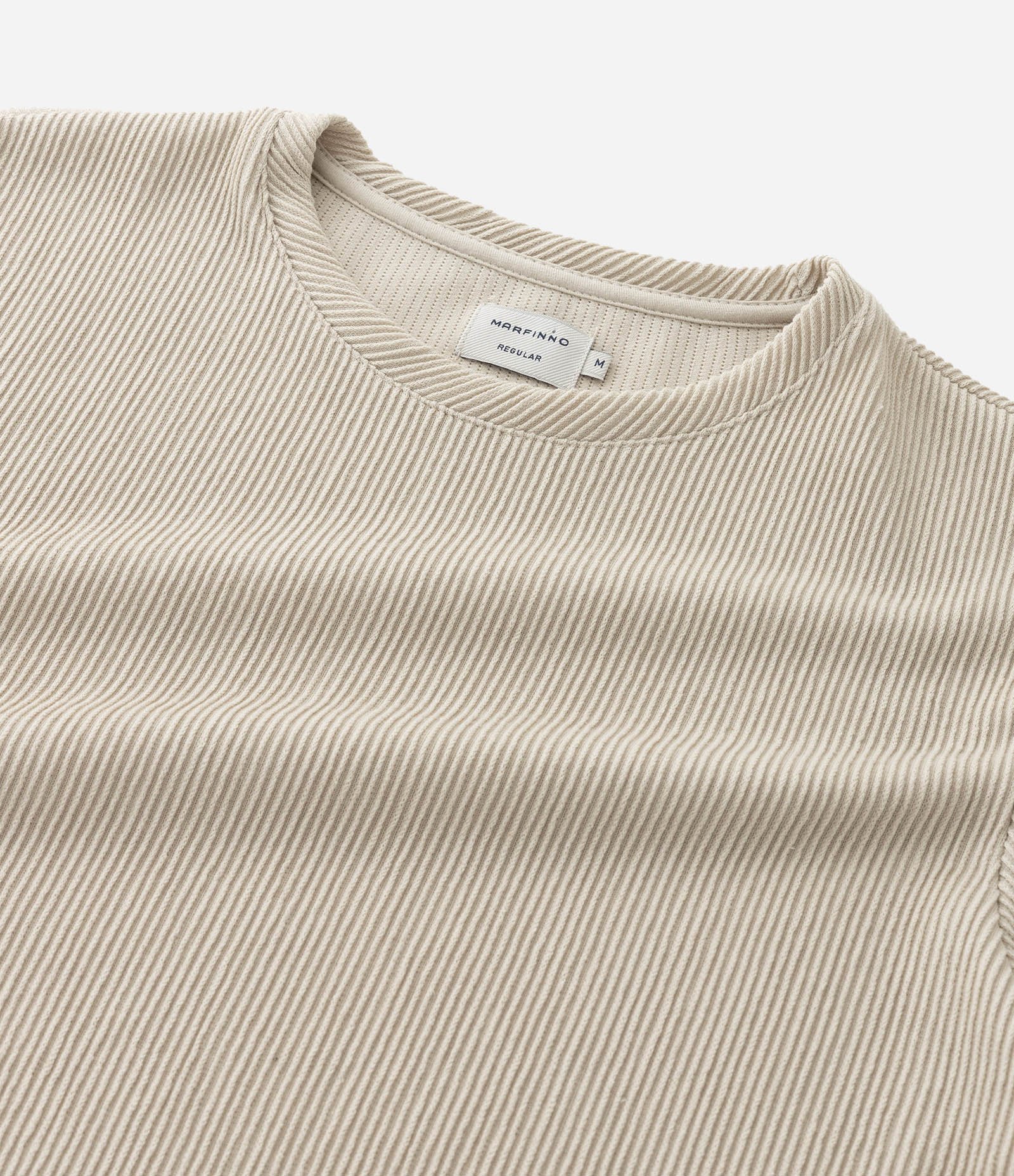 Camiseta Regular em Algodão Texturizado Bege 4