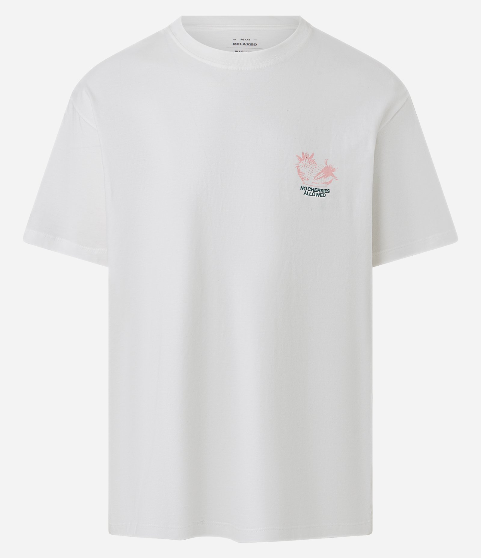 Camiseta Relaxed em Algodão com Estampa Lettering Fruta Strawberry Branco 1