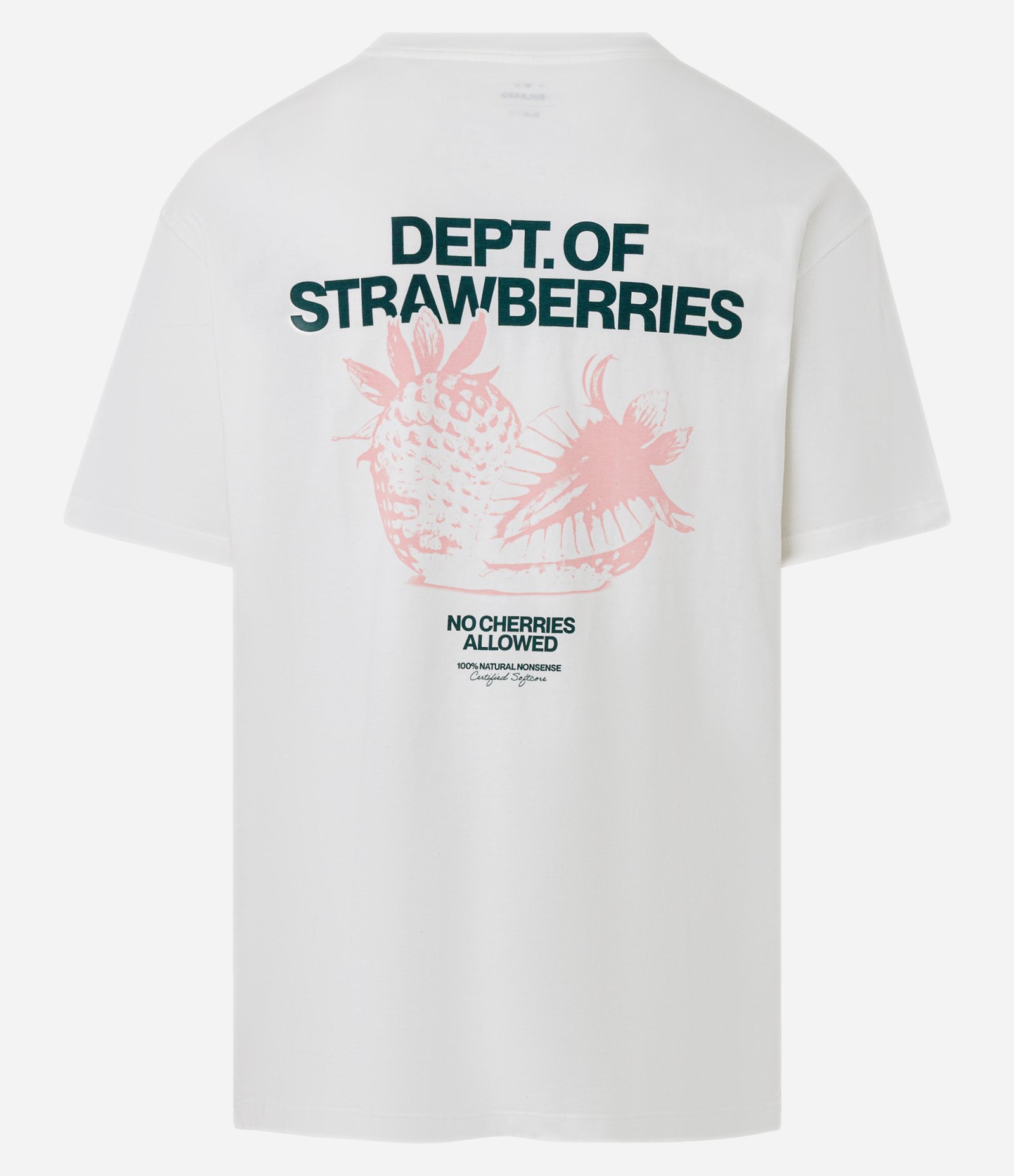 Camiseta Relaxed em Algodão com Estampa Lettering Fruta Strawberry Branco 2