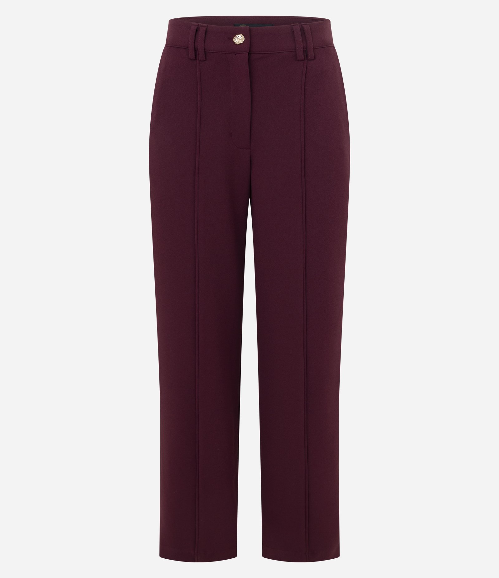 Calça Wide em Crepe com Passantes e Bolsos Traseiros Bordô 1