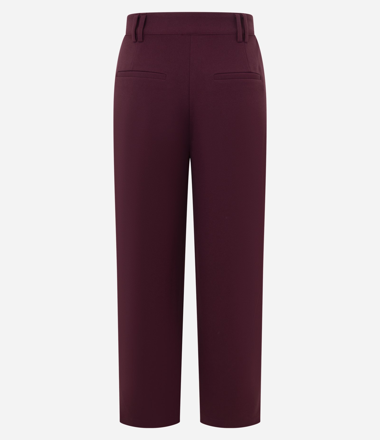 Calça Wide em Crepe com Passantes e Bolsos Traseiros Bordô 2