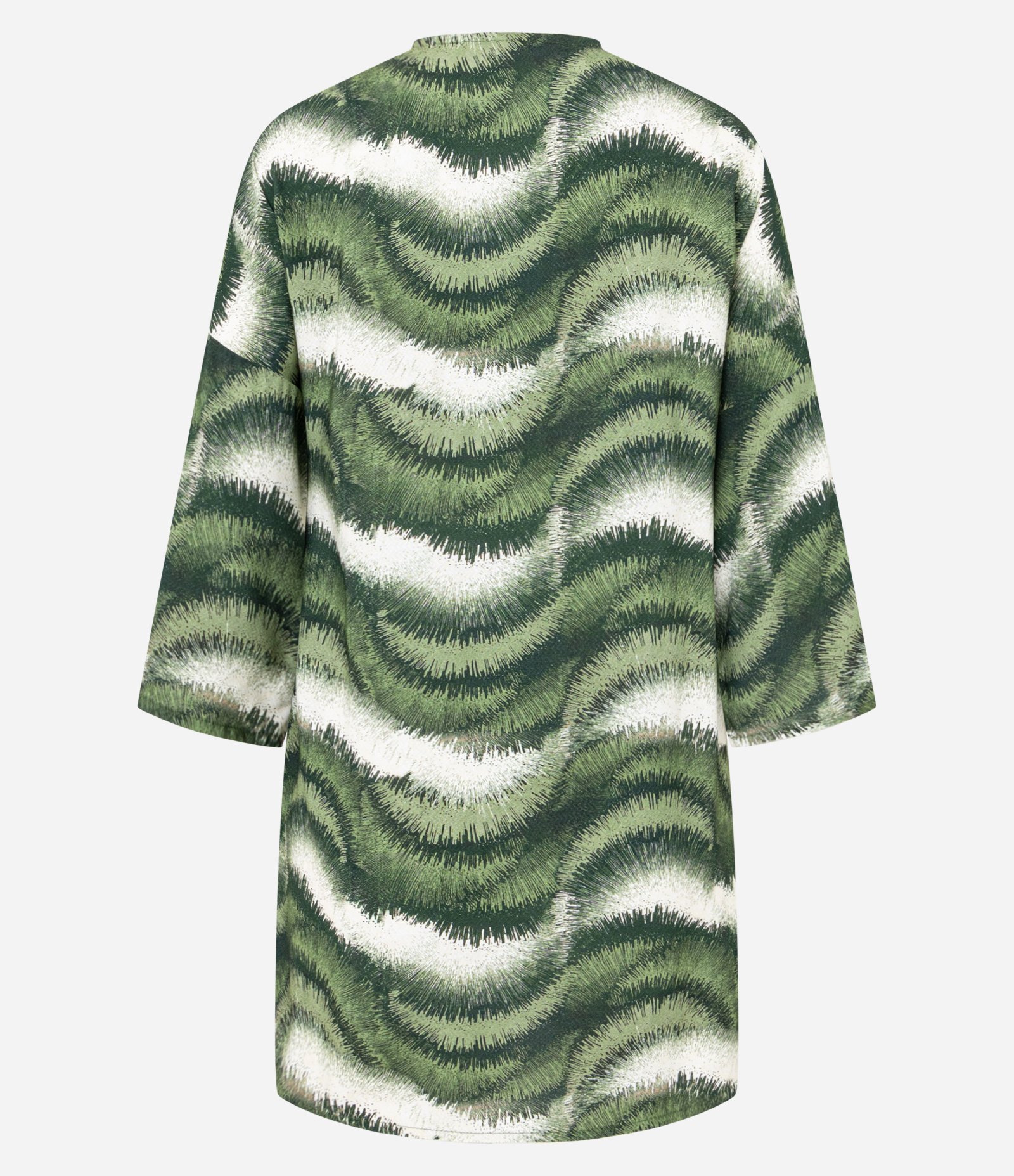 Saída de Praia Kimono Texturizado em Viscose com Estampa Folhagem Verde/Branco 5