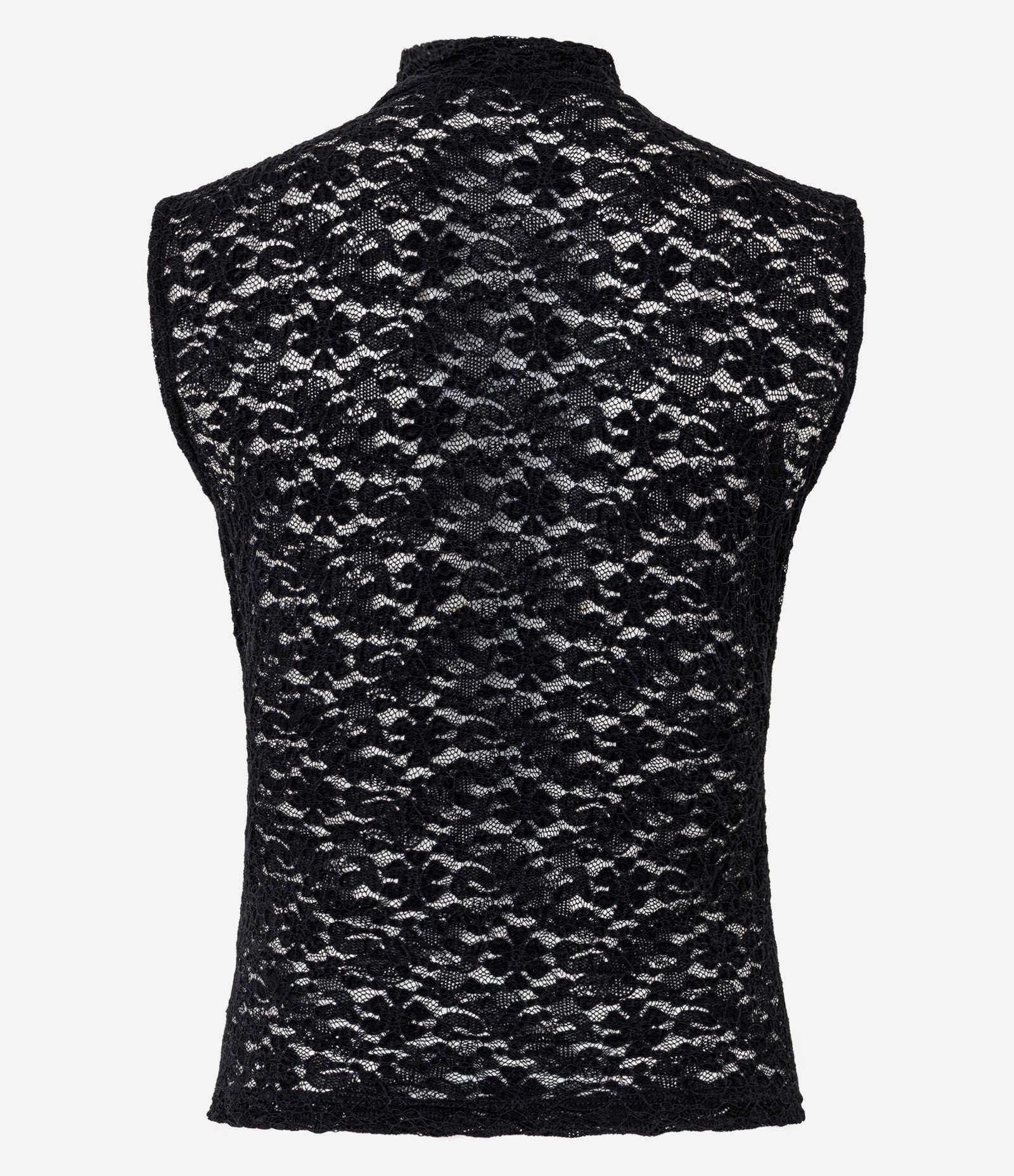 Blusa em Renda com Gola Alta e Ponto Diferenciado Preto 7