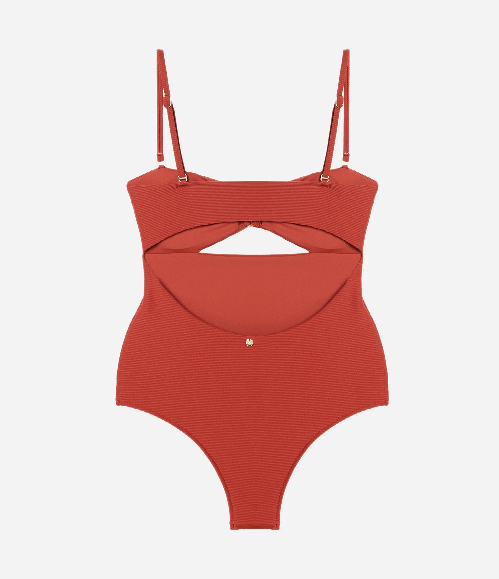 Maiô Canelado em Microfibra Texturizada com Abertura Frontal Vermelho 6