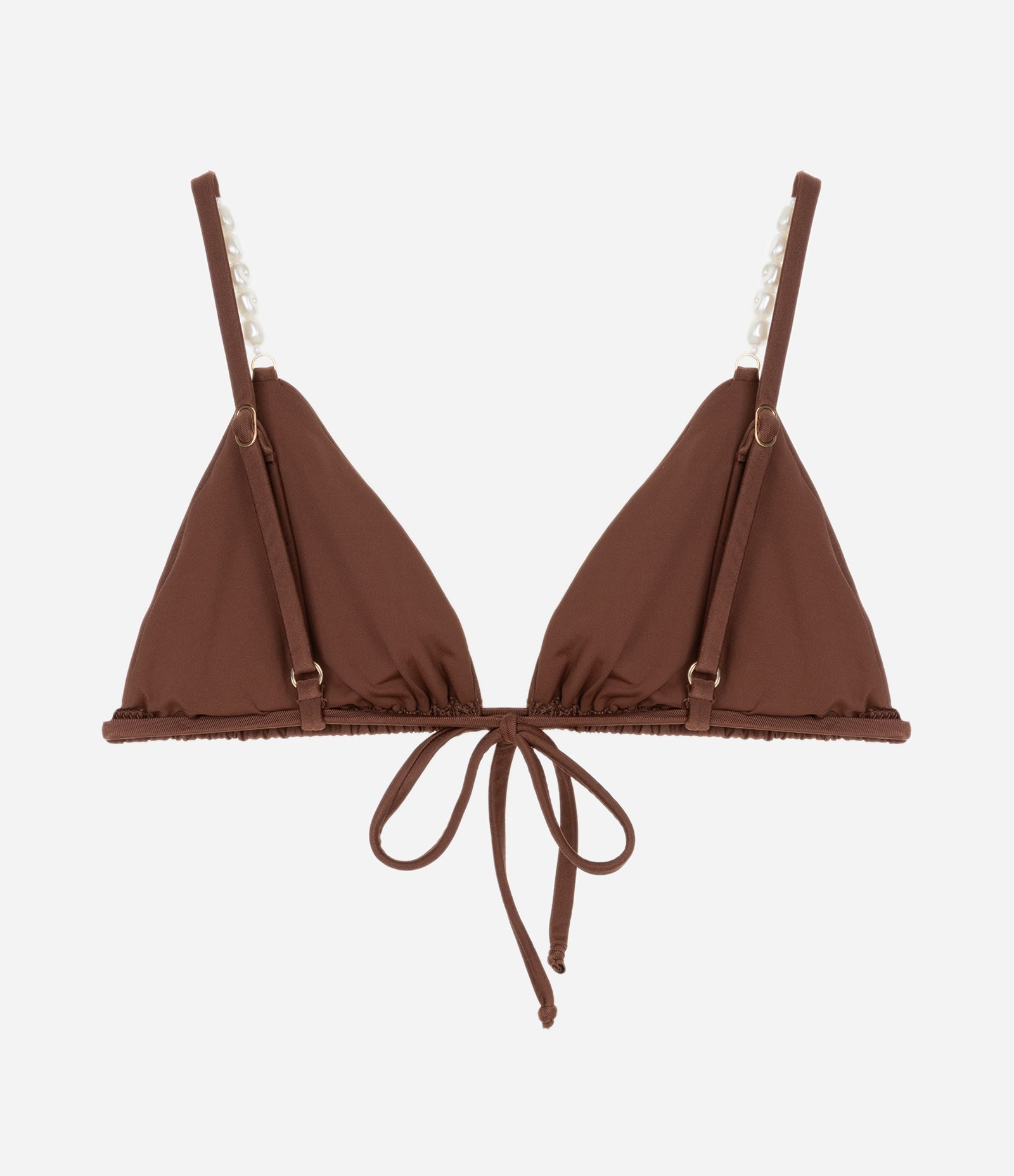 Biquíni Top Cortininha com Aviamento de Pérolas nas Alças Marrom 6