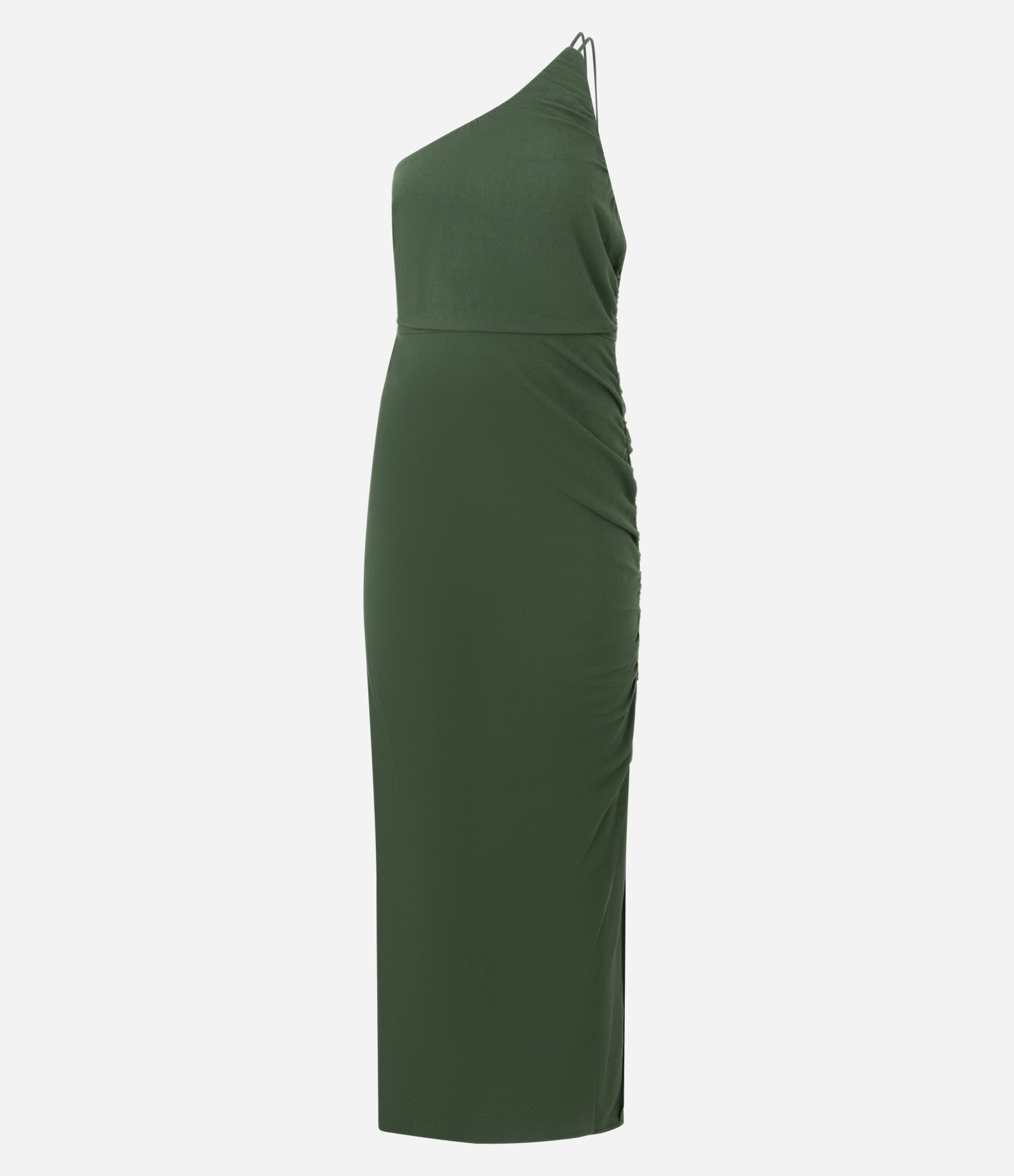 Vestido Midi Um Ombro Só com Fenda Lateral Verde 4