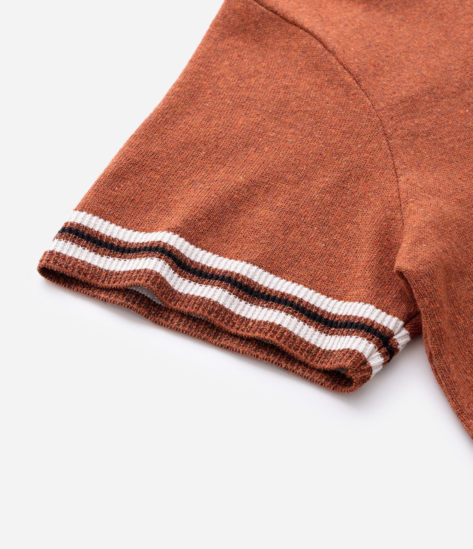 Camisa manga curta Jacquard Listra Jacquard com Barrado Regular Marrom 8