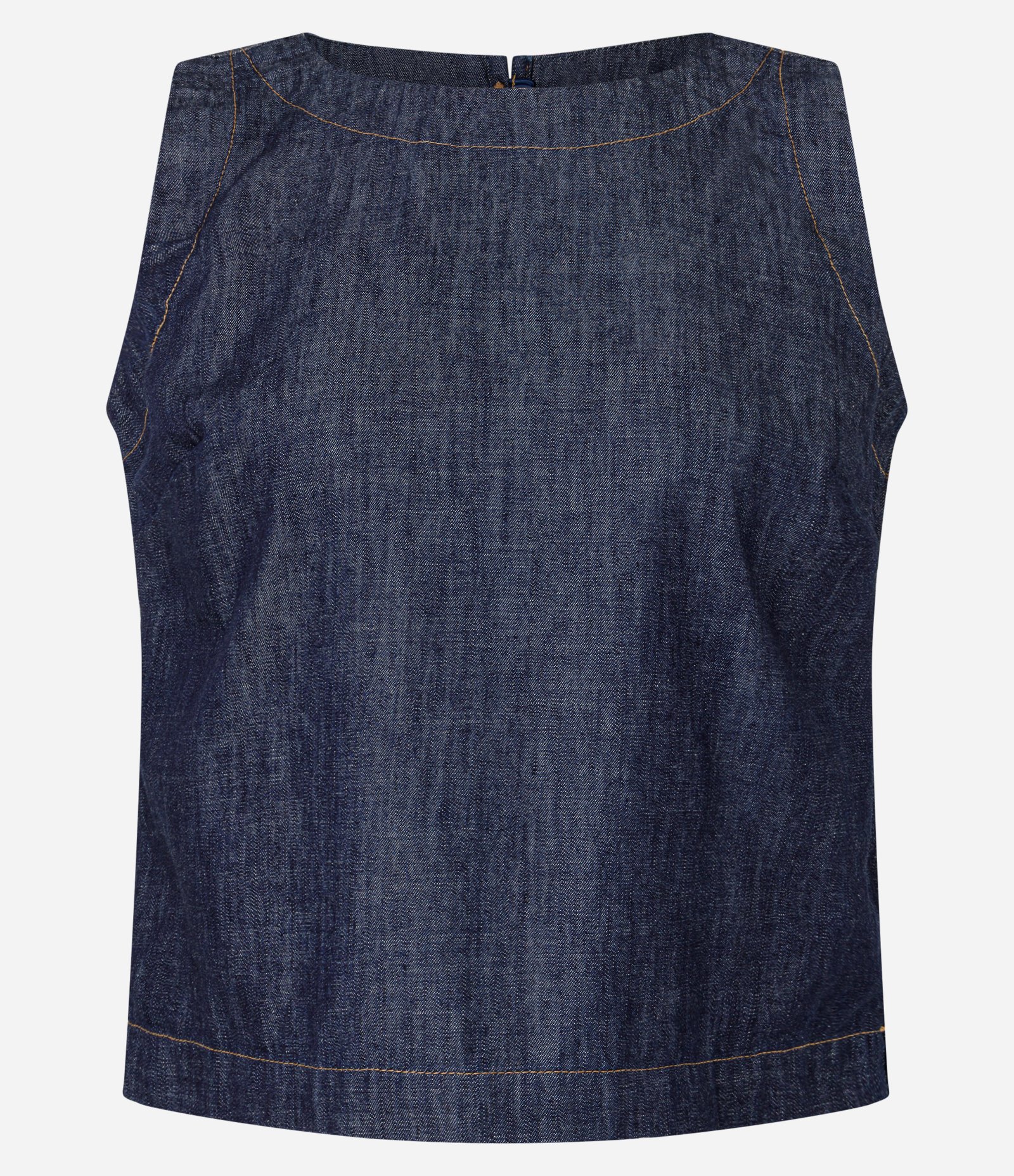 Blusa em Jeans com Costura Aparente e Gola Redonda Escuro 4