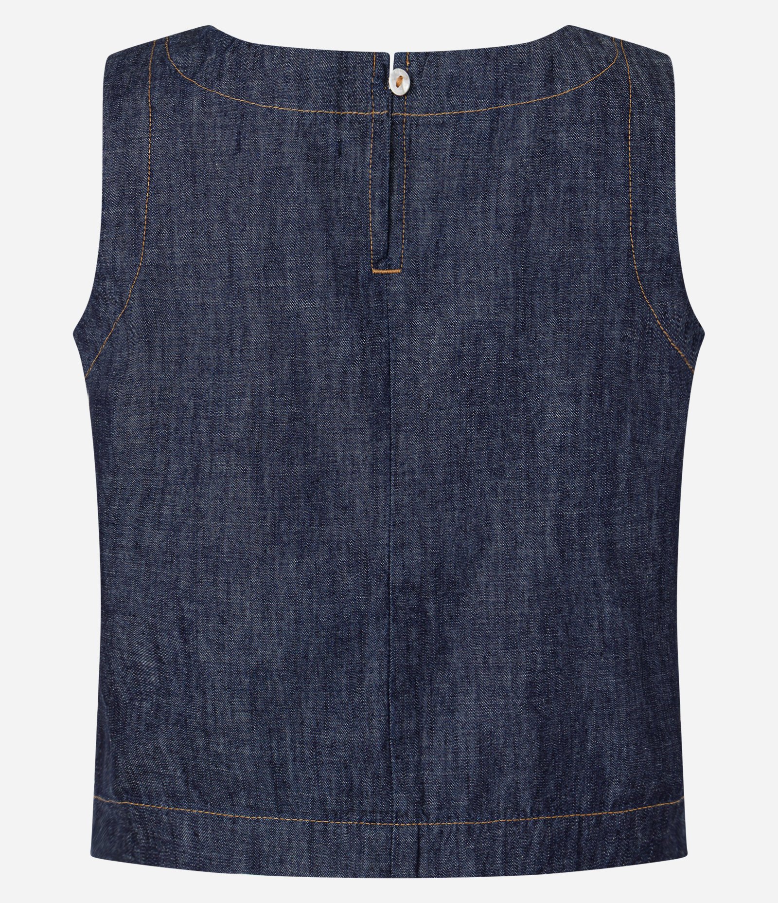 Blusa em Jeans com Costura Aparente e Gola Redonda Escuro 5