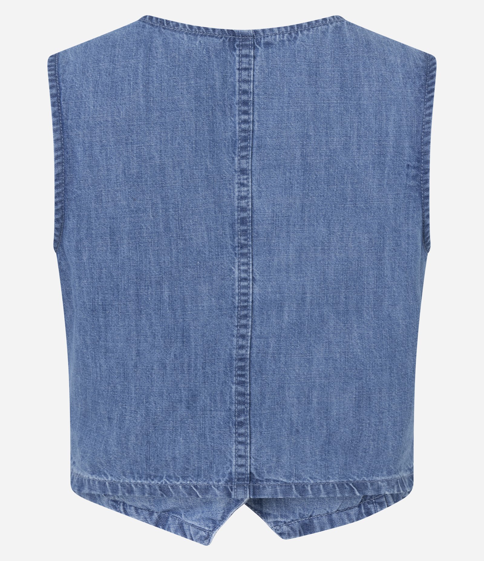 Colete em Jeans com Decote V e Botões Frontais Médio 2