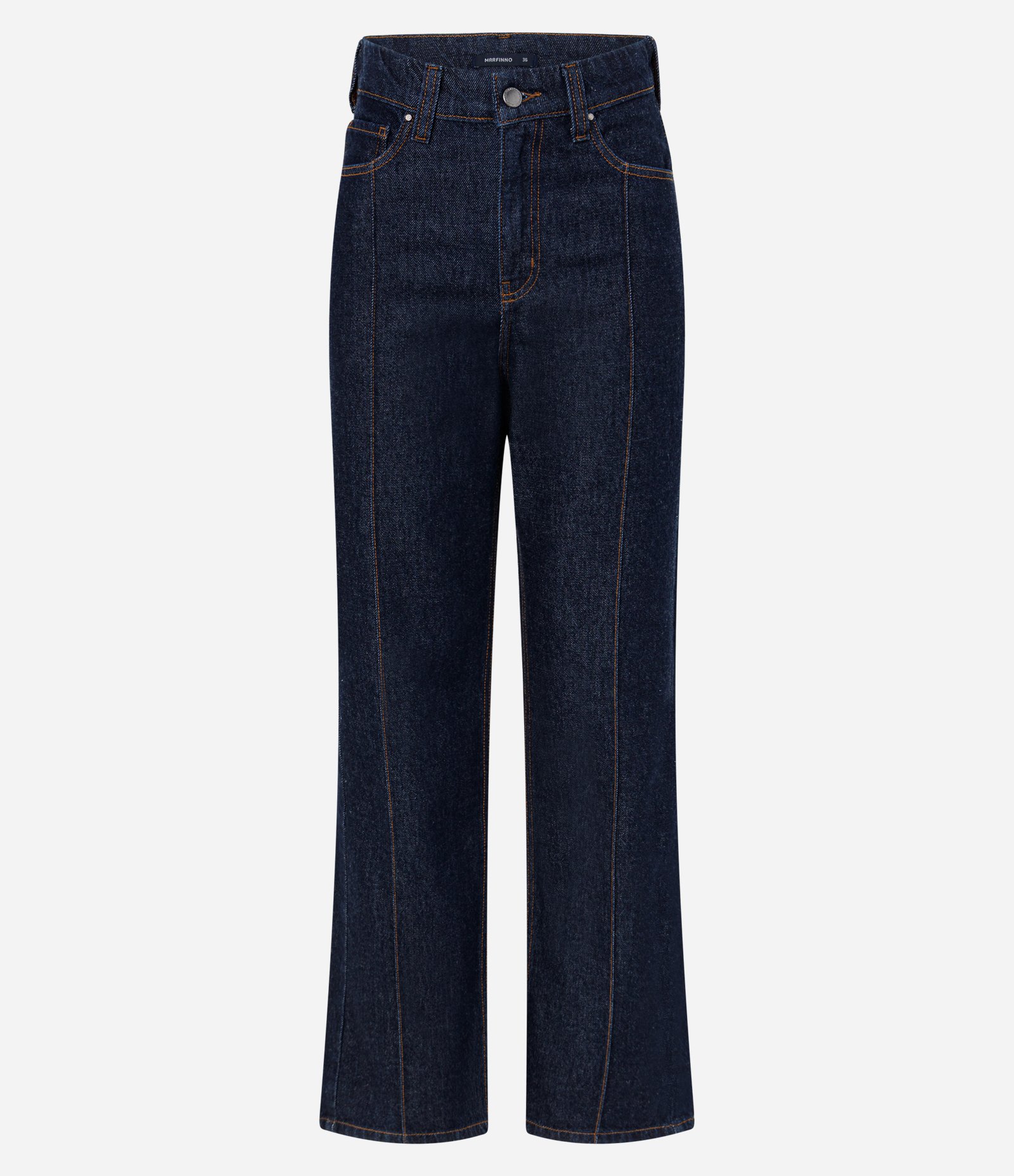 Calça Reta Comfort em Jeans com Costura Aparente Escuro 6