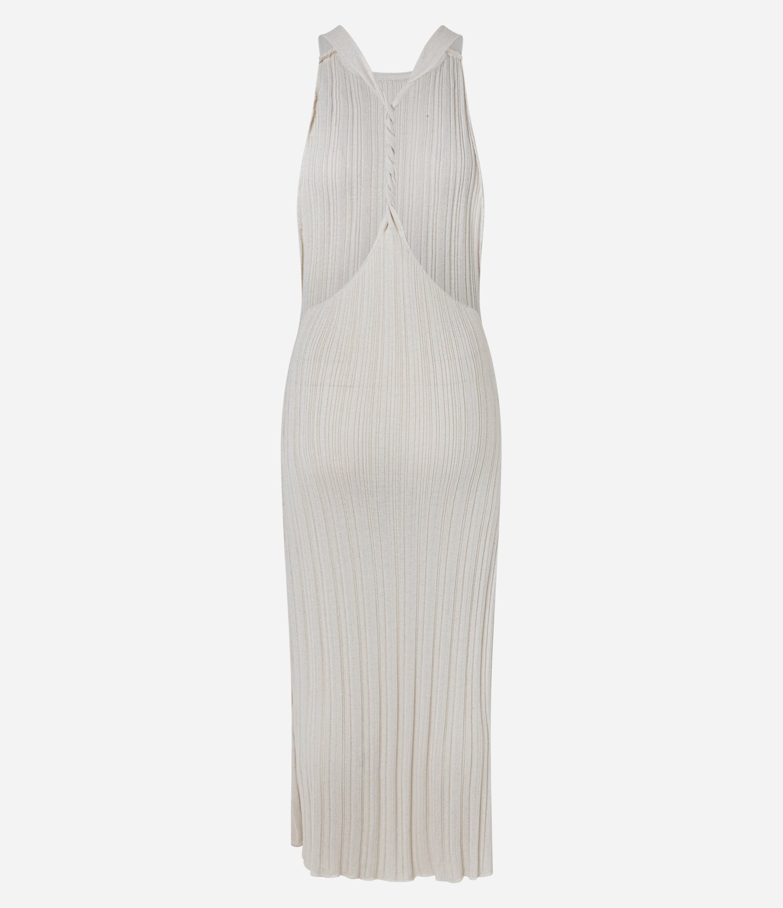 Saída de Praia Vestido Longo com Alça Trançada e Fenda Off White 10
