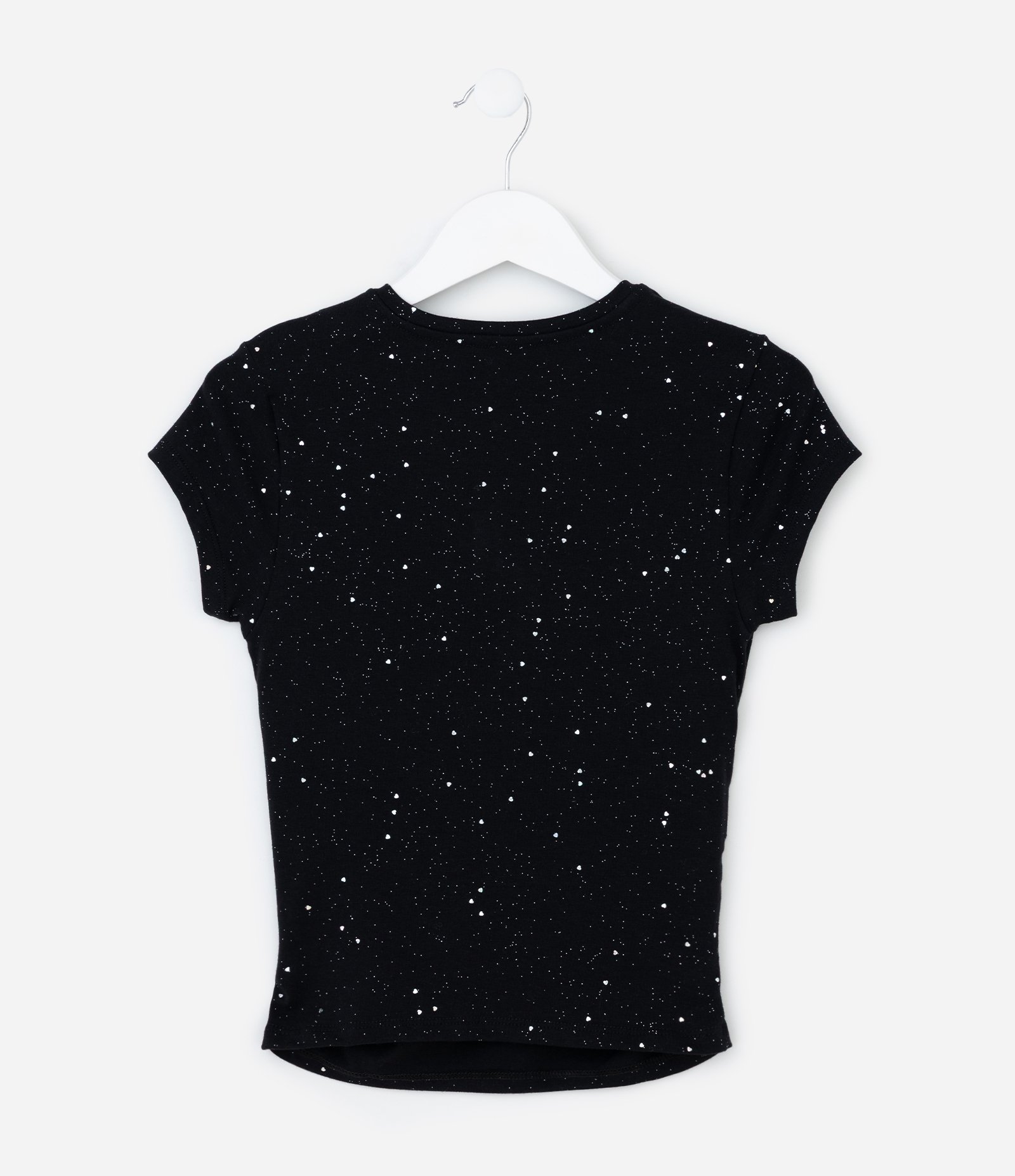 Blusa Infantil com Franzido Lateral e Brilhos - Tam 5 a 14 Anos Preto 2