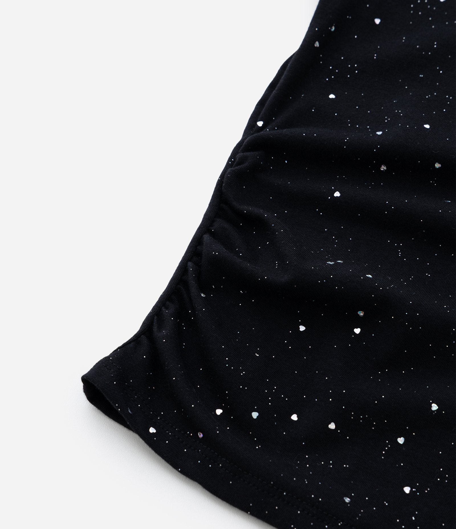Blusa Infantil com Franzido Lateral e Brilhos - Tam 5 a 14 Anos Preto 4