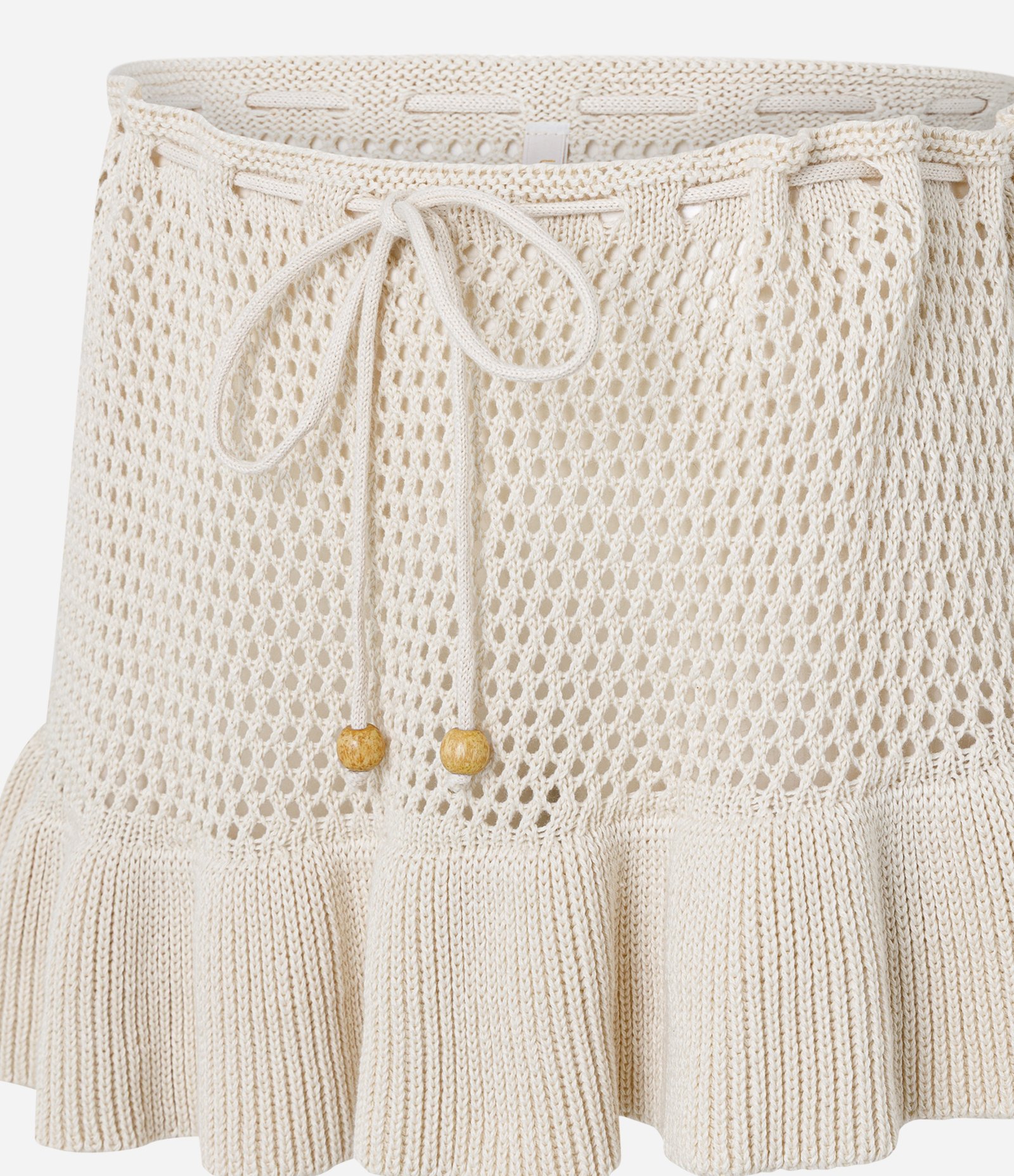 Saída de Praia Mini Saia de Crochê em Algodão com Babado Branco 7