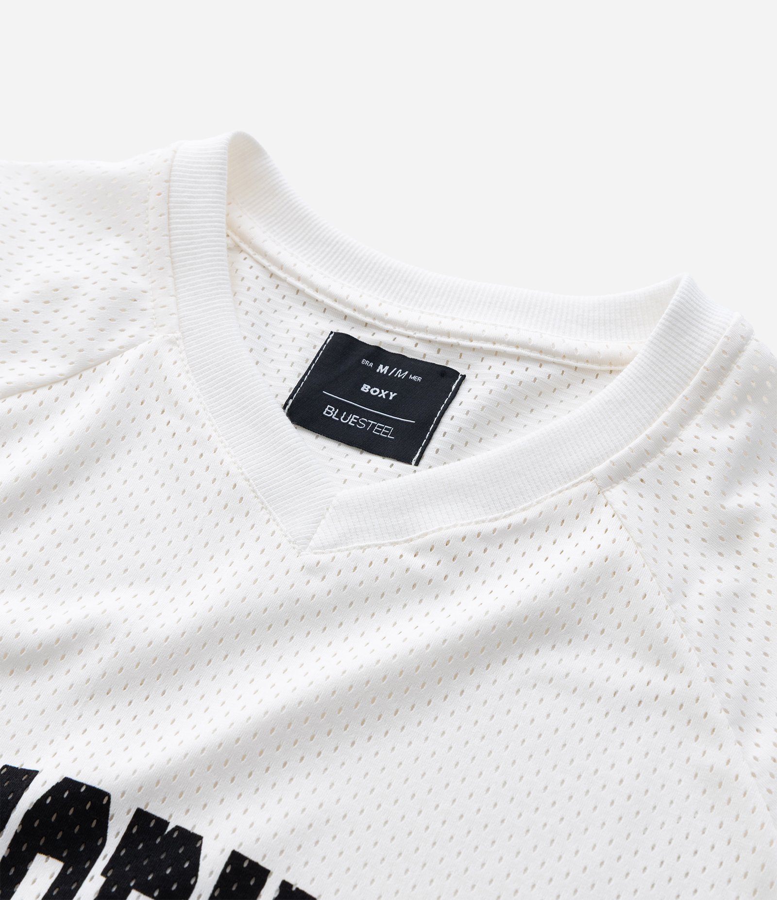 Camiseta Boxy em Mesh com Estampa Lettering New York City Athletics Branco 7