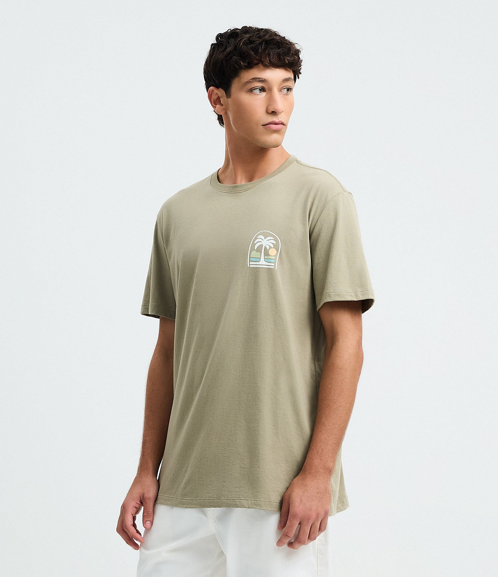 Camiseta Comfort em Algodão com Estampa Lettering Tropical Cinza 1